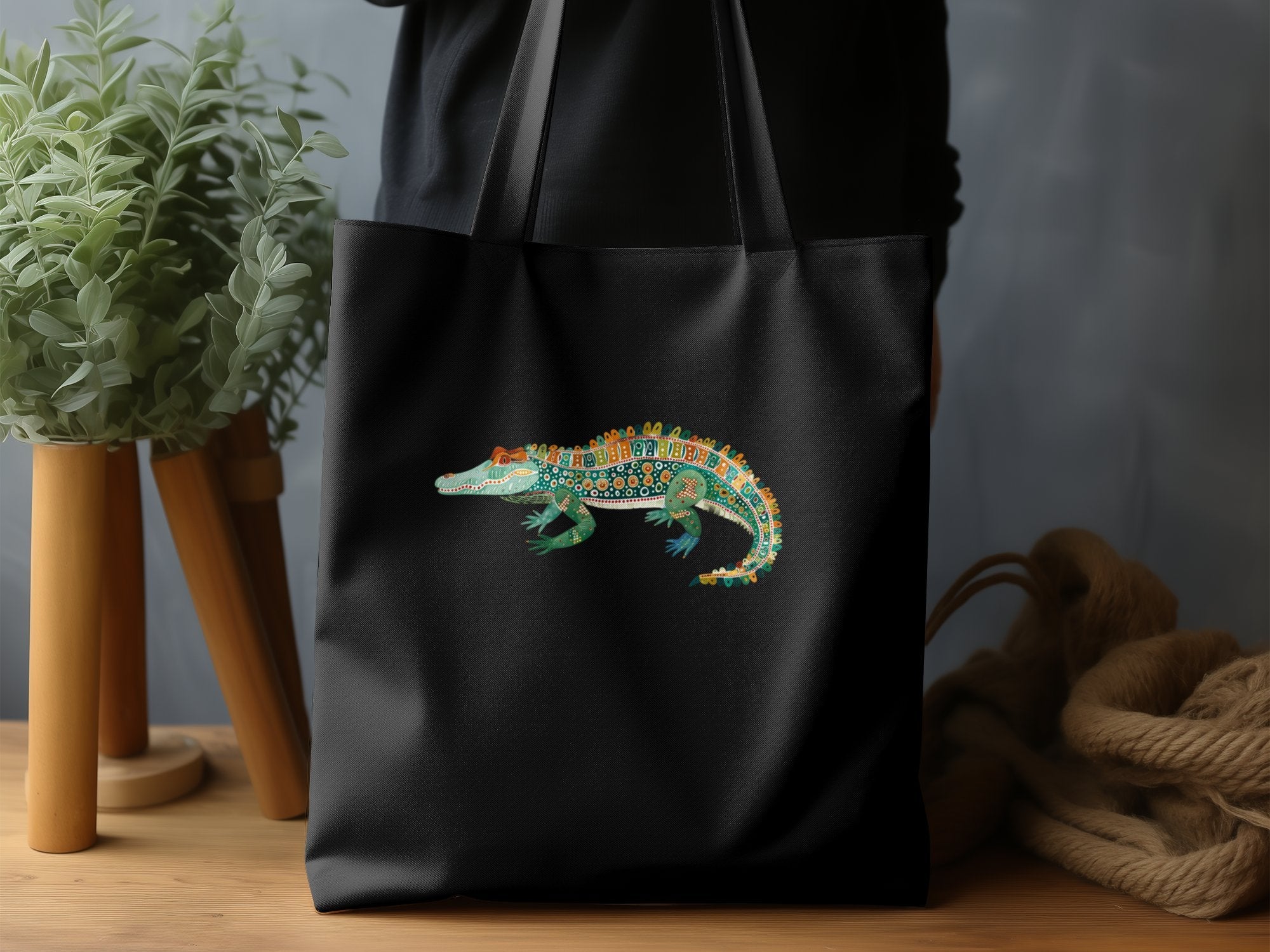 Australian Colorful Crocodile Tote Bag, Artistic Animal Print Bag, Unique Accessory, Daily Use Handbag, Exclusive Design, Stylish Tote Bag - Craig Michael Design