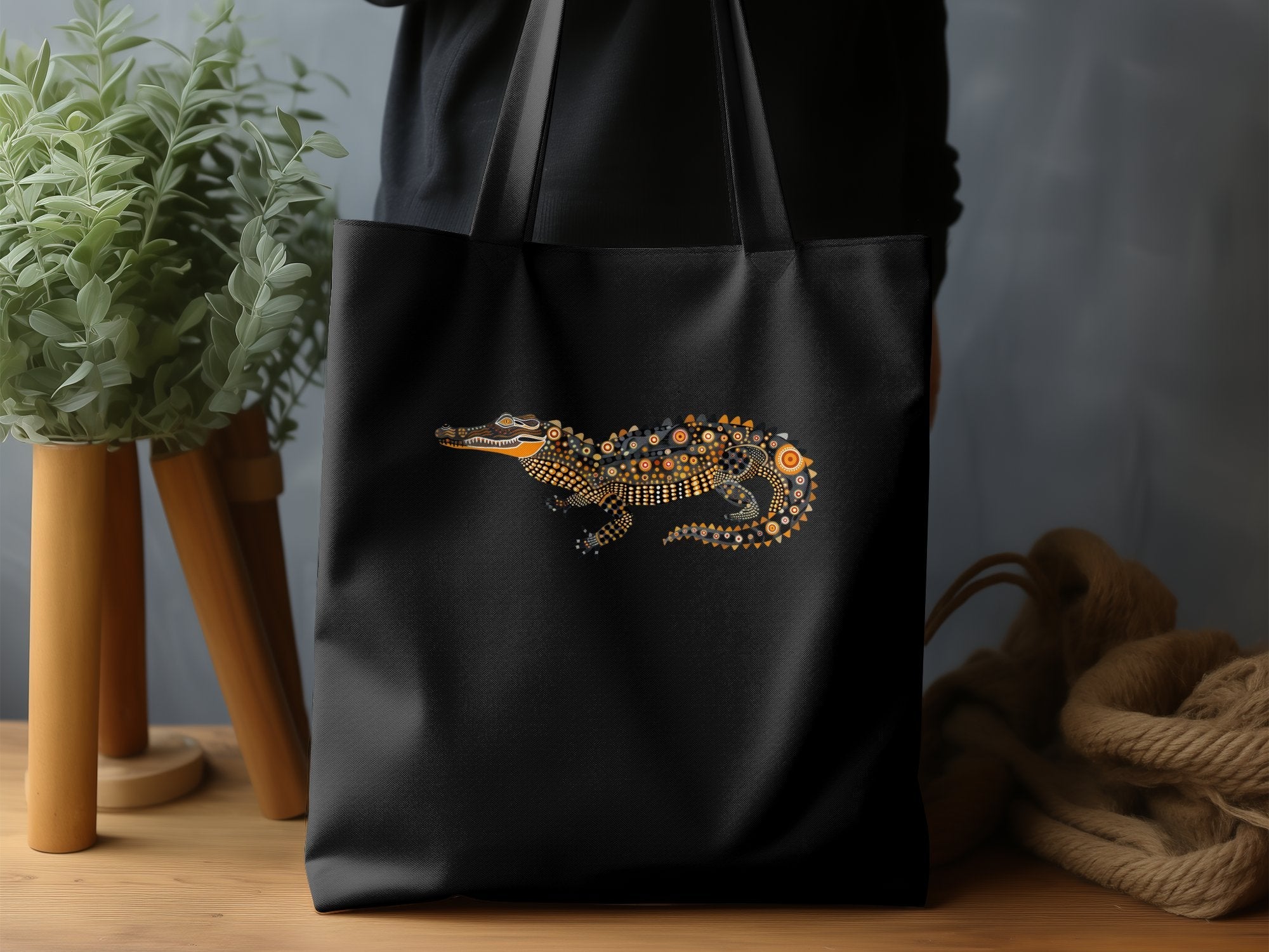 Australian Colorful Crocodile Tote Bag, Unique Animal Print, Stylish Reusable Shopping, Artistic Alligator Design, Trendy Tote Bag - Craig Michael Design