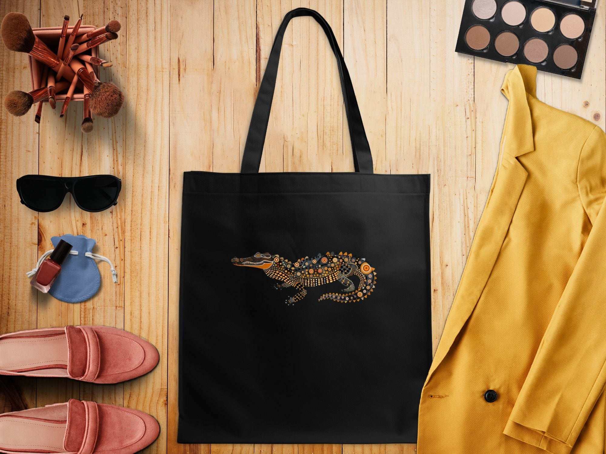 Australian Colorful Crocodile Tote Bag, Unique Animal Print, Stylish Reusable Shopping, Artistic Alligator Design, Trendy Tote Bag - Craig Michael Design