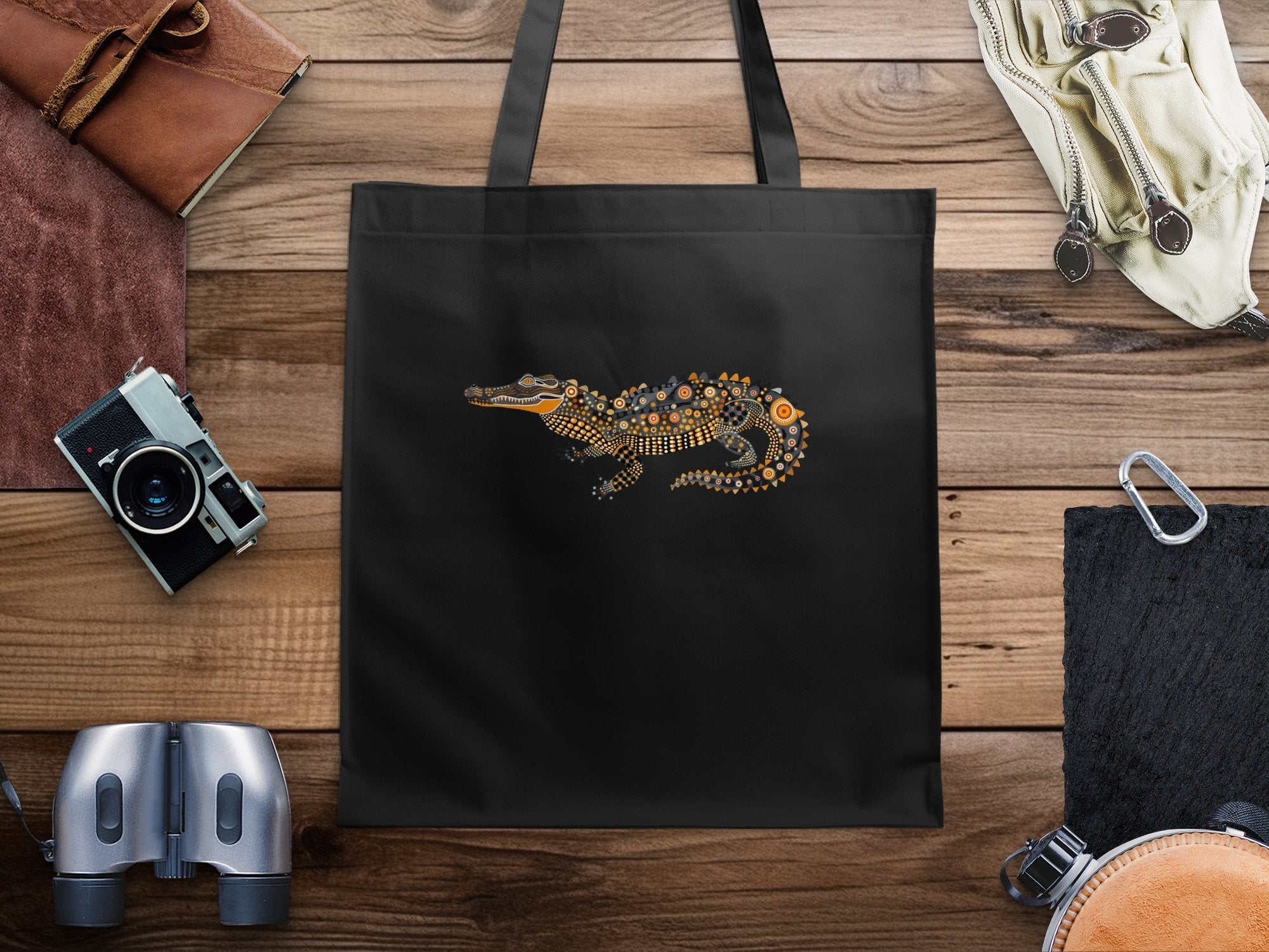 Australian Colorful Crocodile Tote Bag, Unique Animal Print, Stylish Reusable Shopping, Artistic Alligator Design, Trendy Tote Bag - Craig Michael Design