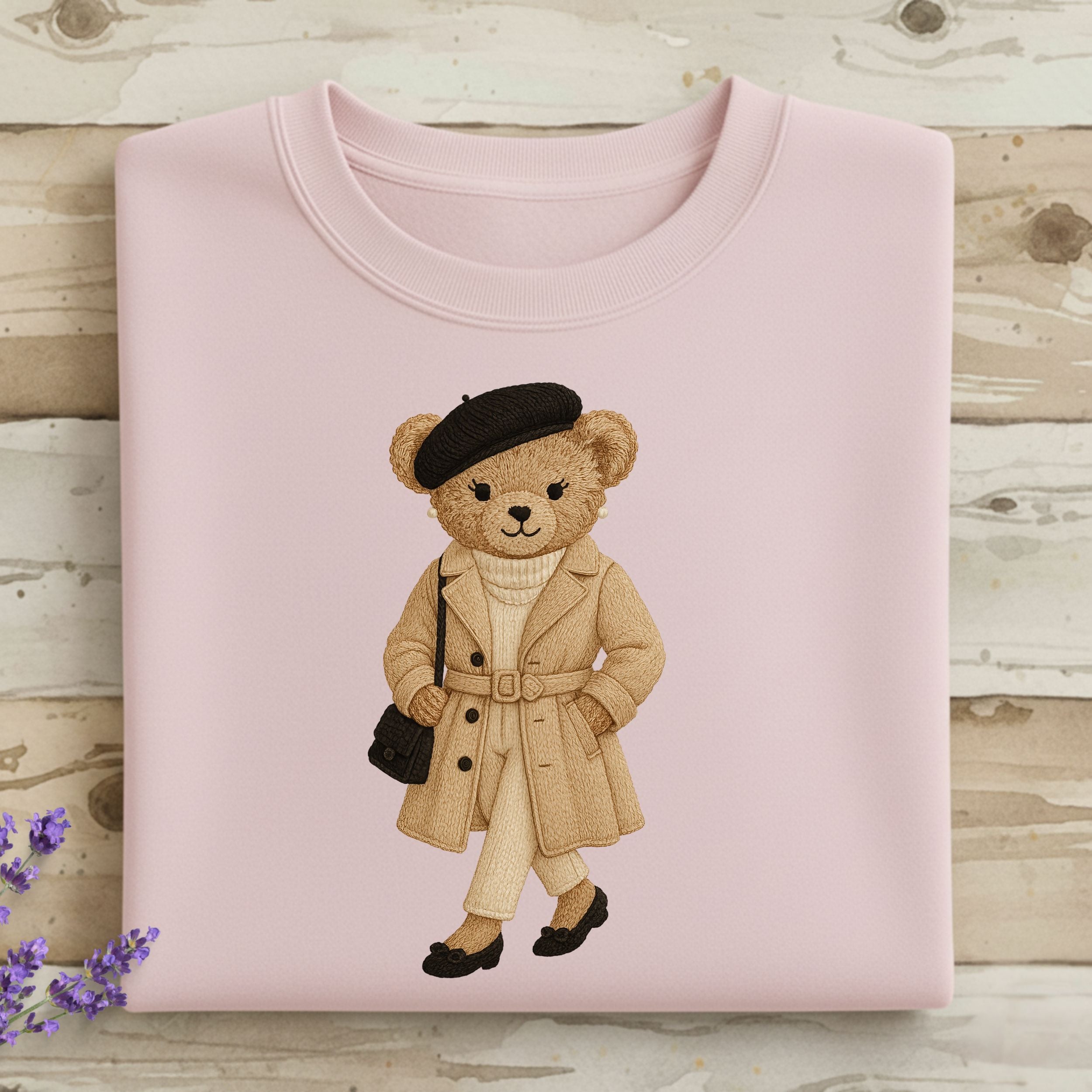 Stylish Bear in Trench Coat Graphic Sweatshirt