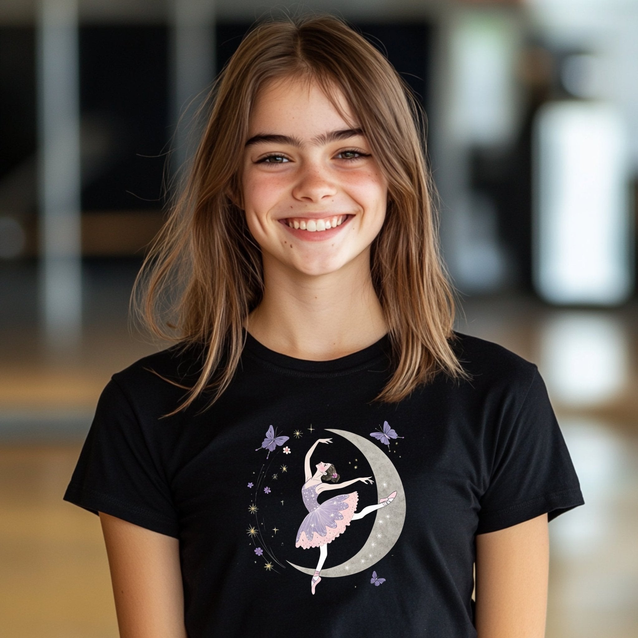 Ballerina Moon Dance Youth T-Shirt, Ballet Fairy Shirt, Girls Ballet Tee, Dance Lover Top, Ballerina Graphic T-Shirt, Youth Sizes - Craig Michael Design