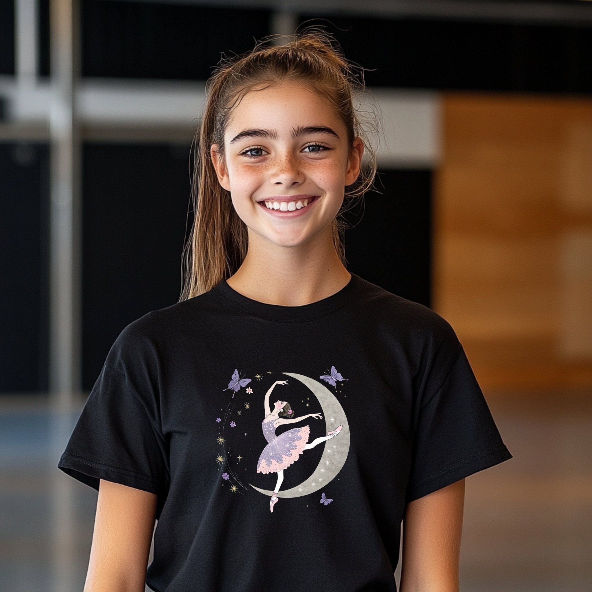 Ballerina Moon Dance Youth T-Shirt, Ballet Fairy Shirt, Girls Ballet Tee, Dance Lover Top, Ballerina Graphic T-Shirt, Youth Sizes - Craig Michael Design