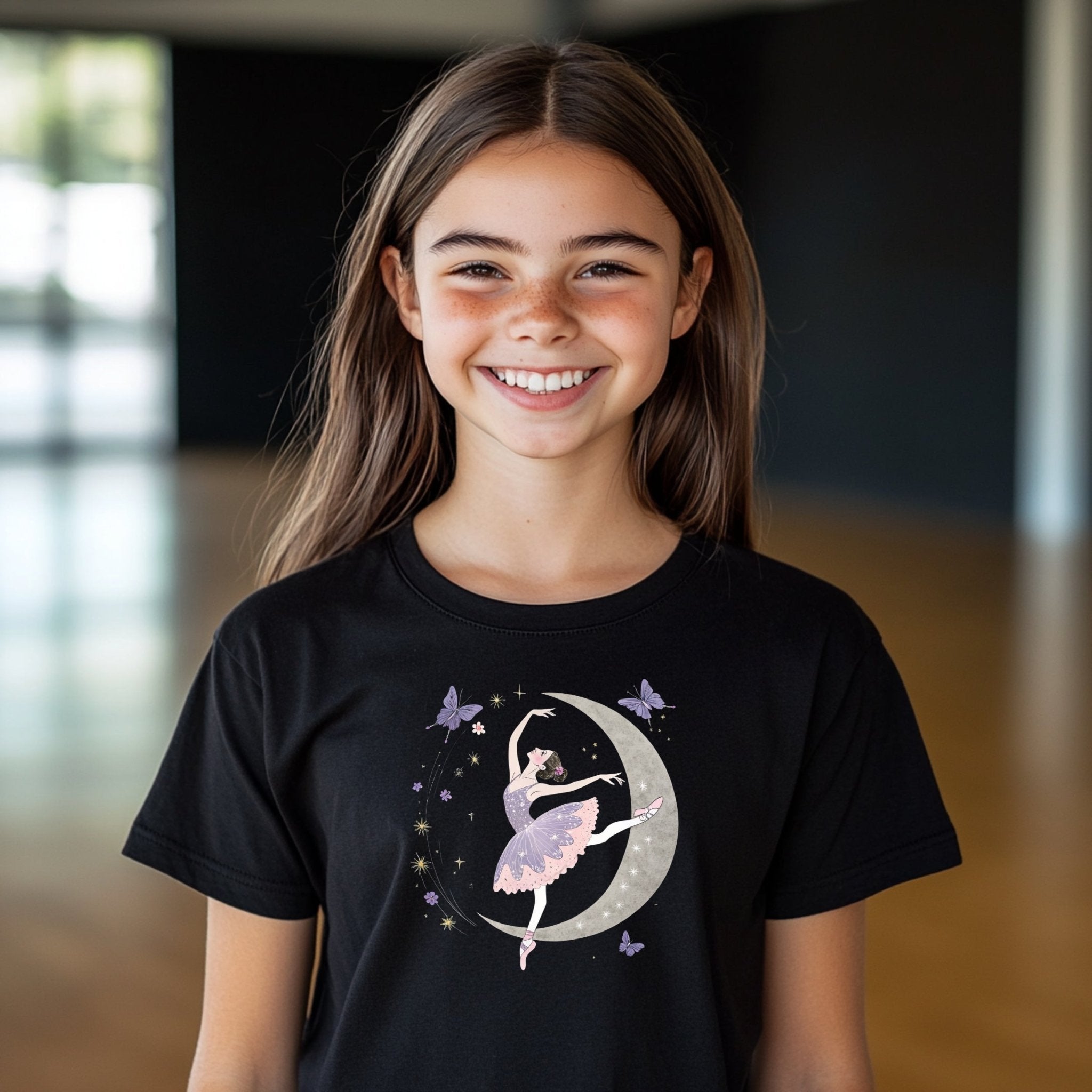 Ballerina Moon Dance Youth T-Shirt, Ballet Fairy Shirt, Girls Ballet Tee, Dance Lover Top, Ballerina Graphic T-Shirt, Youth Sizes - Craig Michael Design