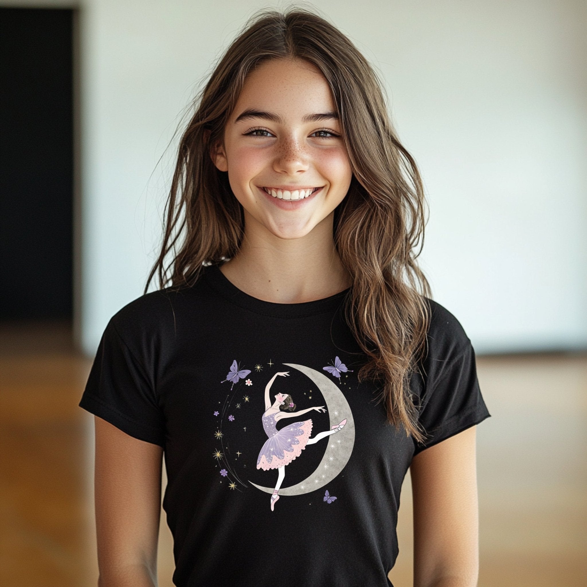 Ballerina Moon Dance Youth T-Shirt, Ballet Fairy Shirt, Girls Ballet Tee, Dance Lover Top, Ballerina Graphic T-Shirt, Youth Sizes - Craig Michael Design