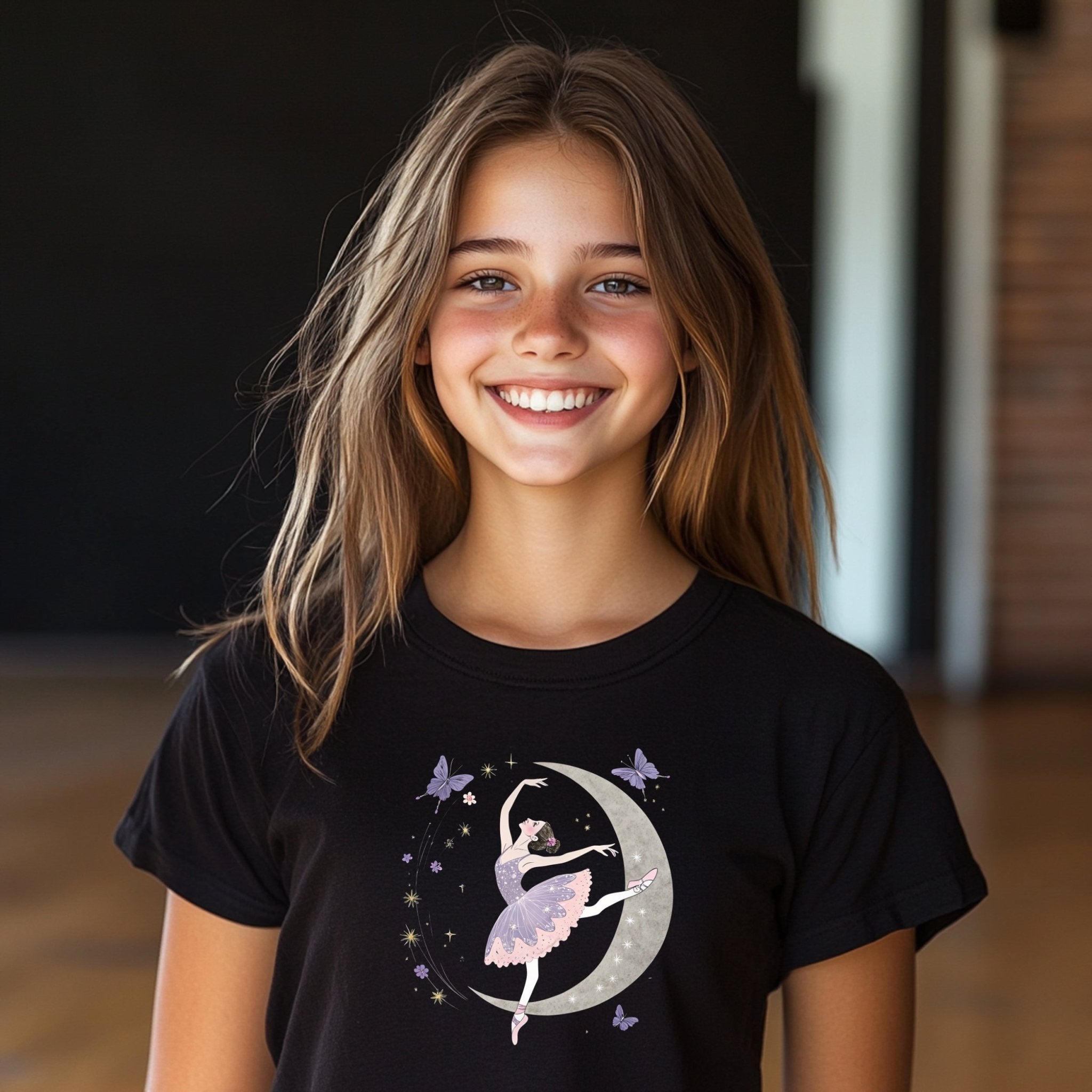 Ballerina Moon Dance Youth T-Shirt, Ballet Fairy Shirt, Girls Ballet Tee, Dance Lover Top, Ballerina Graphic T-Shirt, Youth Sizes - Craig Michael Design