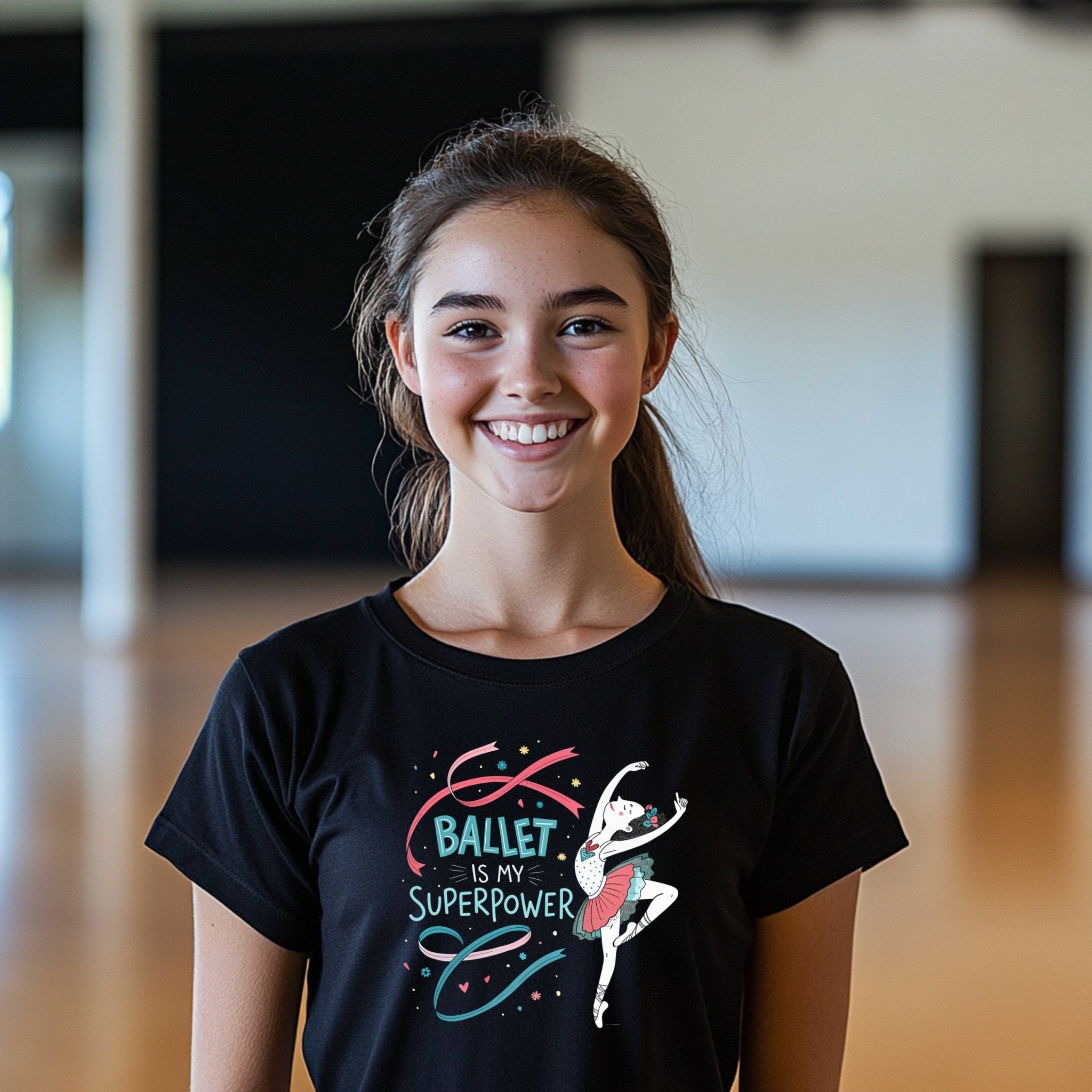 Ballet Is My Superpower Youth T-Shirt, Cute Ballet Dancer Graphic Tee, Fun and Stylish Kids Dance Shirt, Perfect Gift for Ballet Lovers - Craig Michael Design