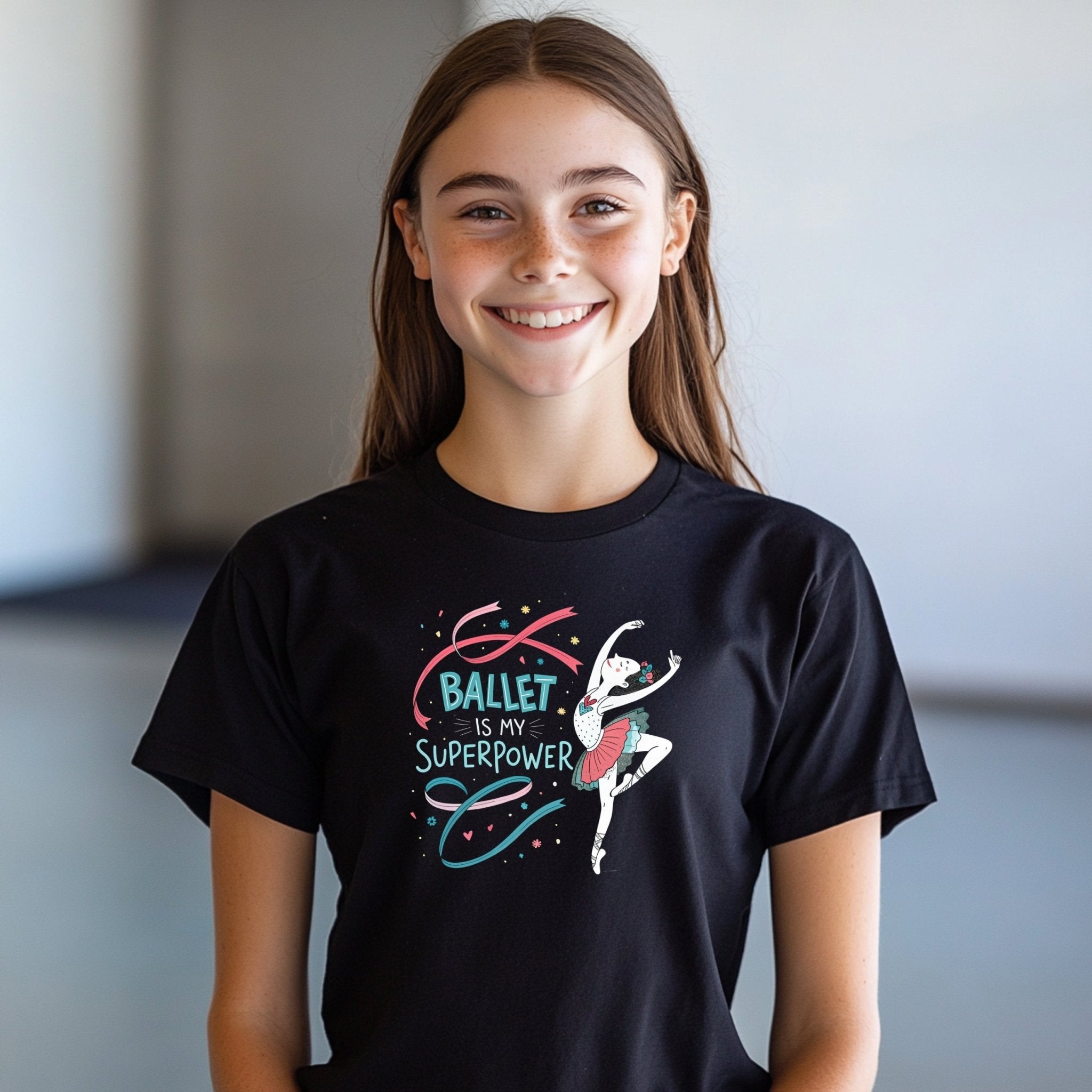 Ballet Is My Superpower Youth T-Shirt, Cute Ballet Dancer Graphic Tee, Fun and Stylish Kids Dance Shirt, Perfect Gift for Ballet Lovers - Craig Michael Design