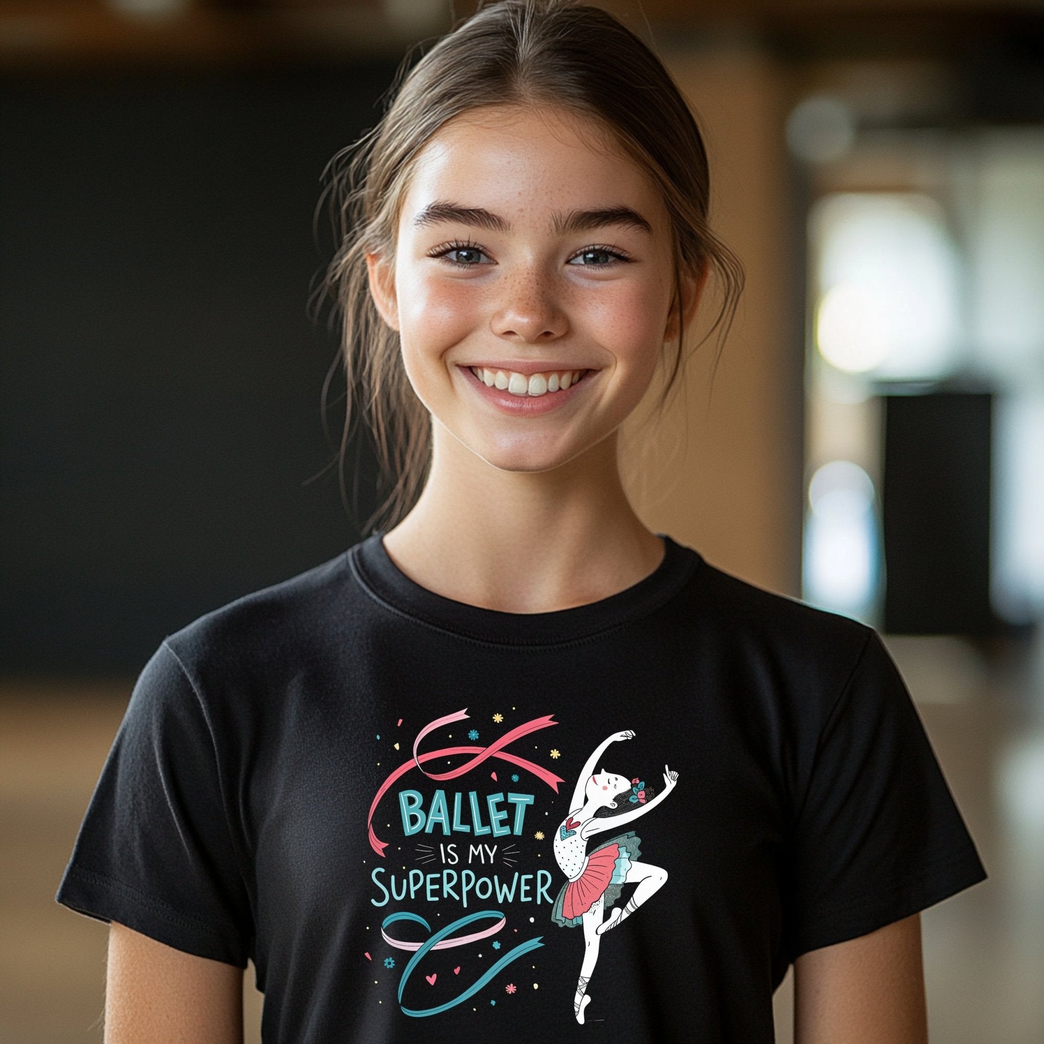 Ballet Is My Superpower Youth T-Shirt, Cute Ballet Dancer Graphic Tee, Fun and Stylish Kids Dance Shirt, Perfect Gift for Ballet Lovers - Craig Michael Design