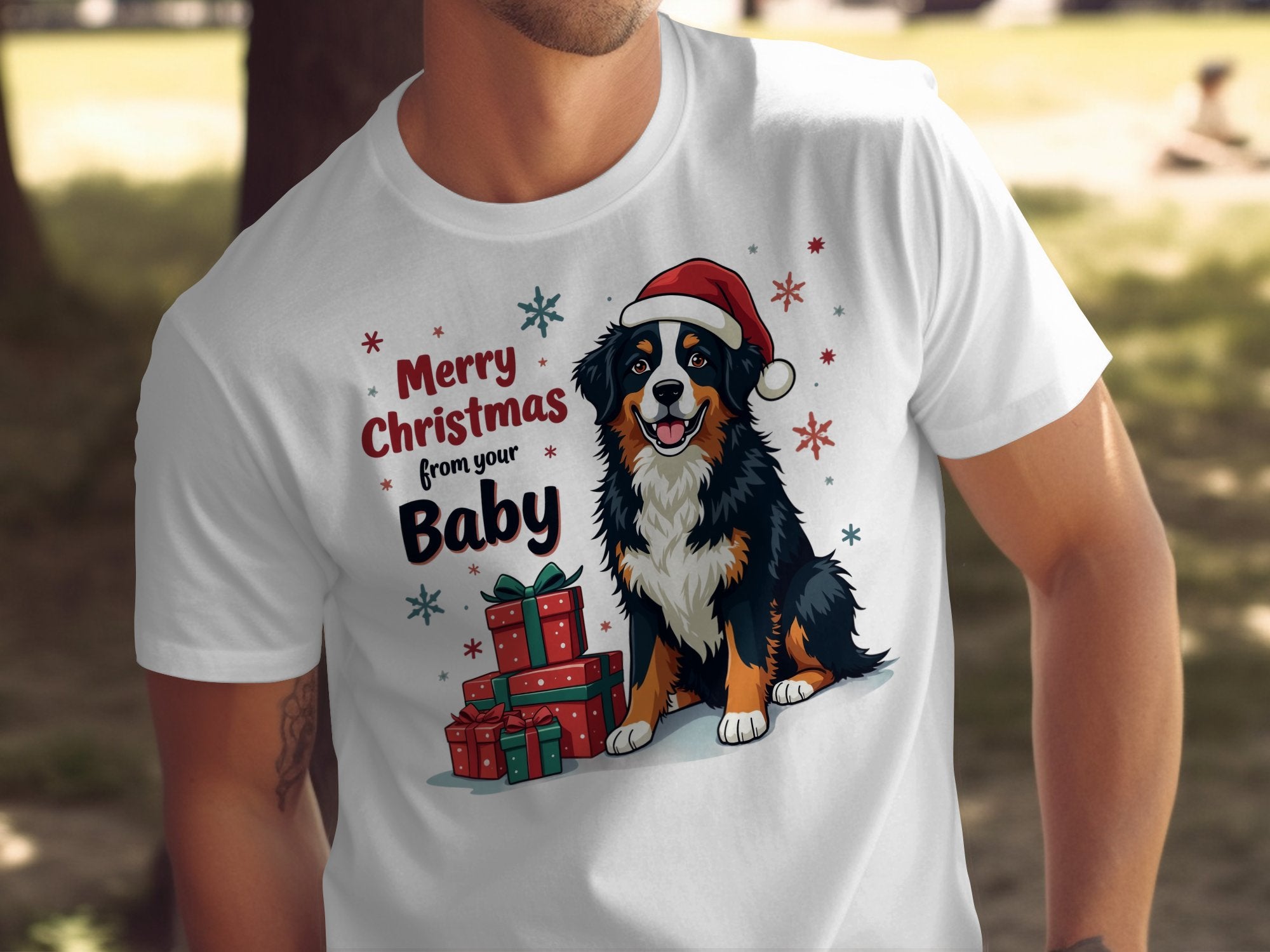 Bernese Mountain Dog Christmas T-Shirt, Merry Christmas from Your Baby, Holiday Dog Lover Shirt, Cute Festive Dog Tee - Craig Michael Design