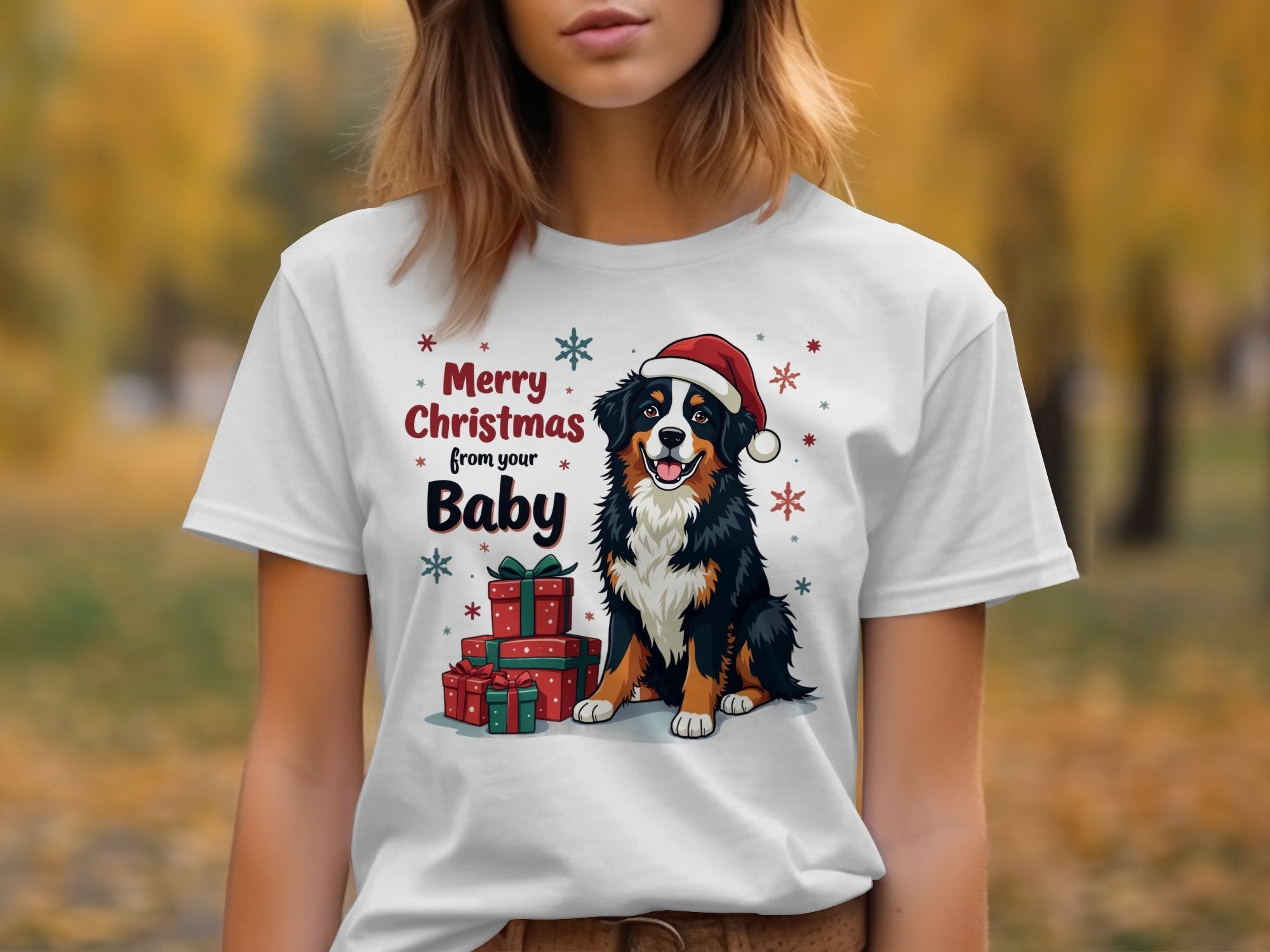 Bernese Mountain Dog Christmas T-Shirt, Merry Christmas from Your Baby, Holiday Dog Lover Shirt, Cute Festive Dog Tee - Craig Michael Design