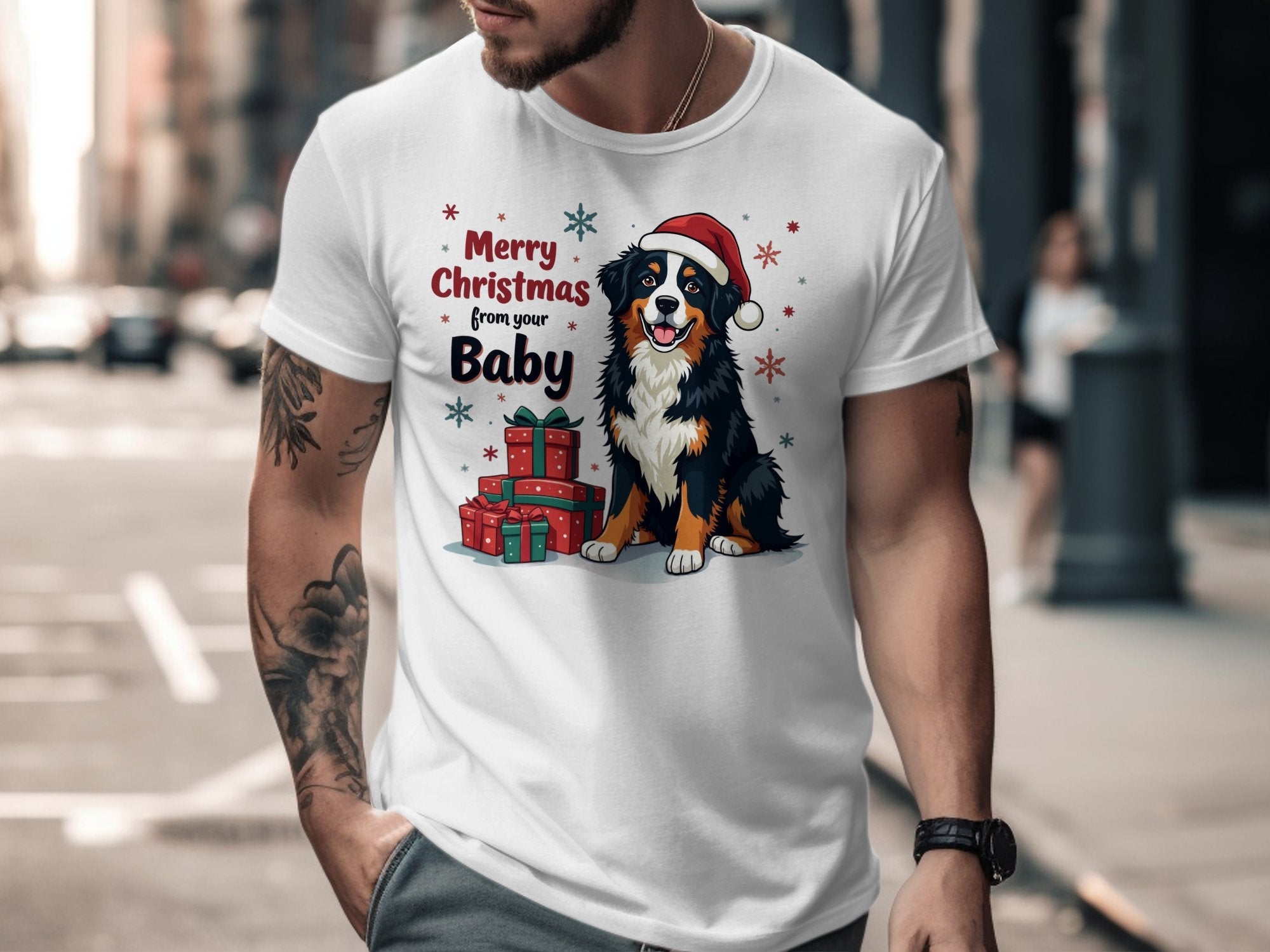 Bernese Mountain Dog Christmas T-Shirt, Merry Christmas from Your Baby, Holiday Dog Lover Shirt, Cute Festive Dog Tee - Craig Michael Design