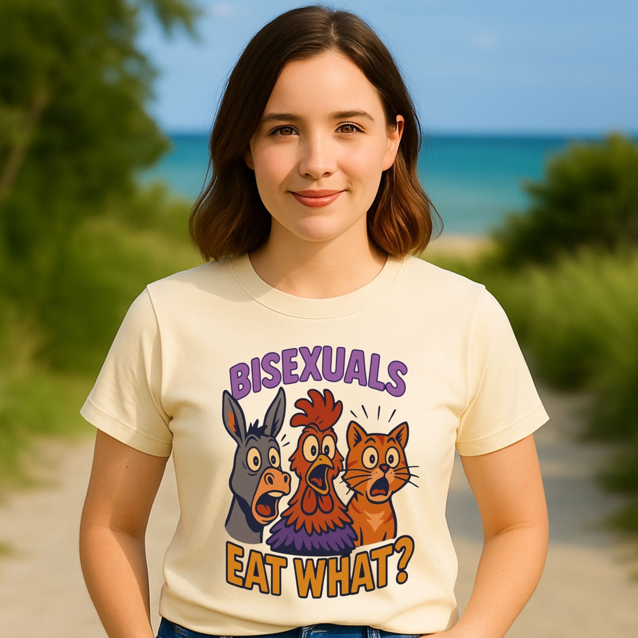 Bisexuals Eat What?! Y2K Pride T-Shirt – Funny Graphic Tee - Craig Michael Design