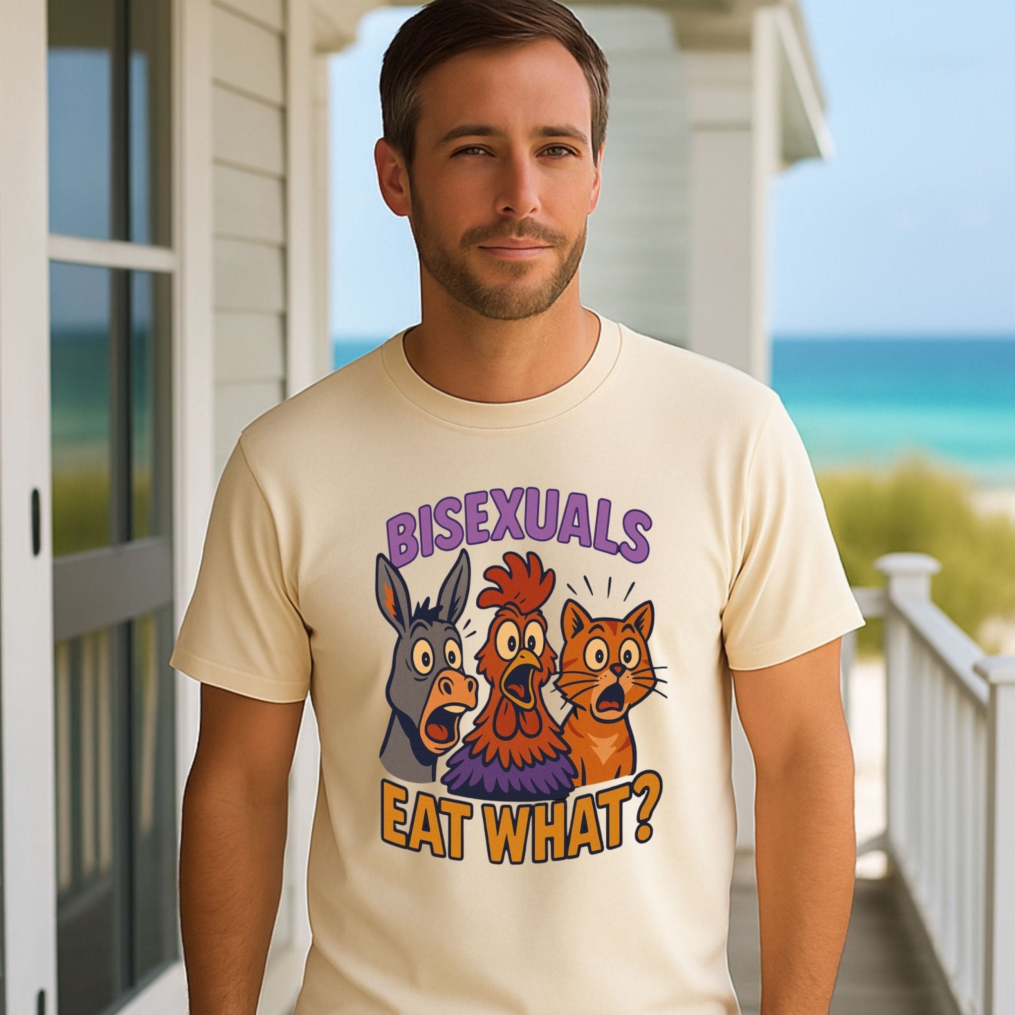 Bisexuals Eat What?! Y2K Pride T-Shirt – Funny Graphic Tee - Craig Michael Design