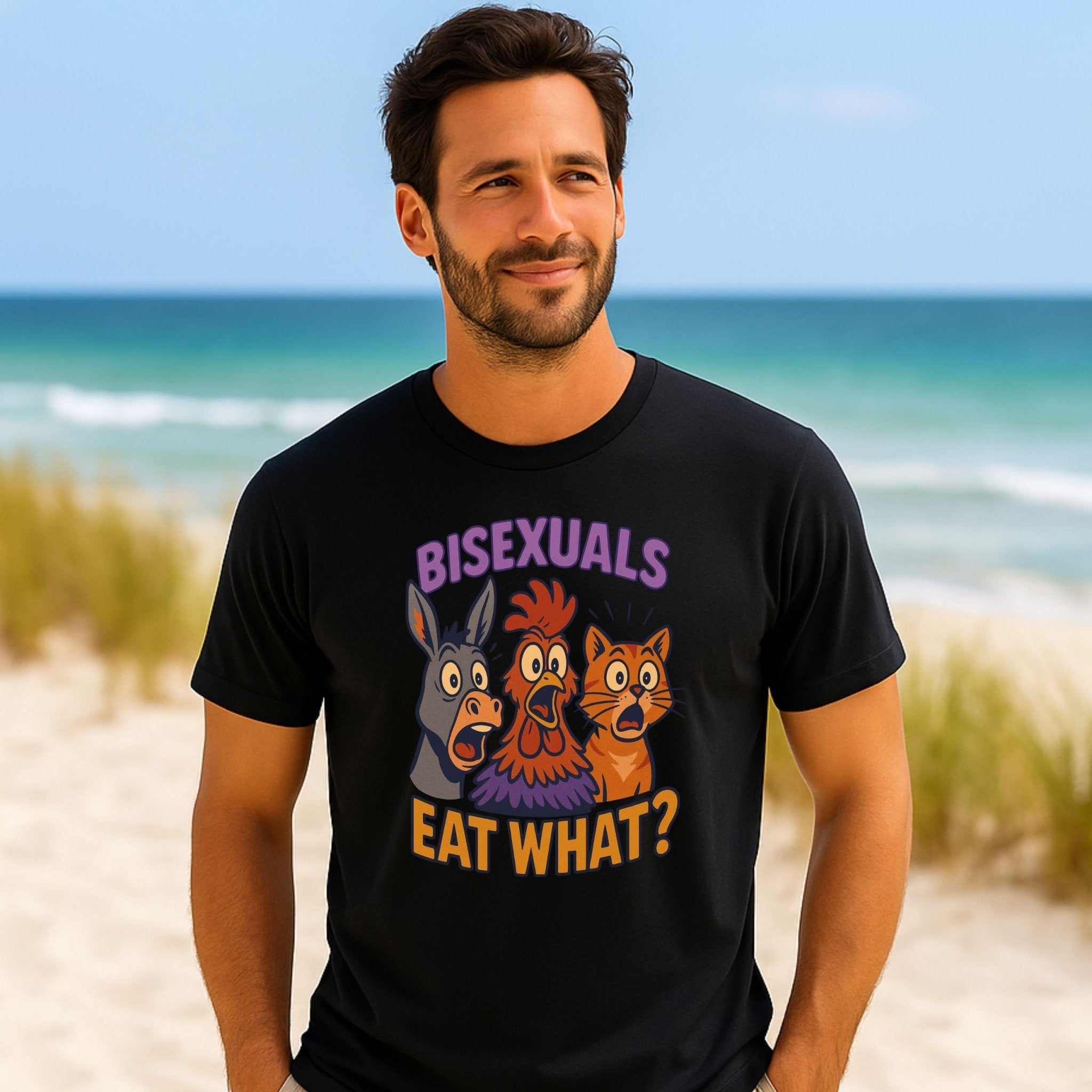 Bisexuals Eat What?! Y2K Pride T-Shirt – Funny Graphic Tee - Craig Michael Design