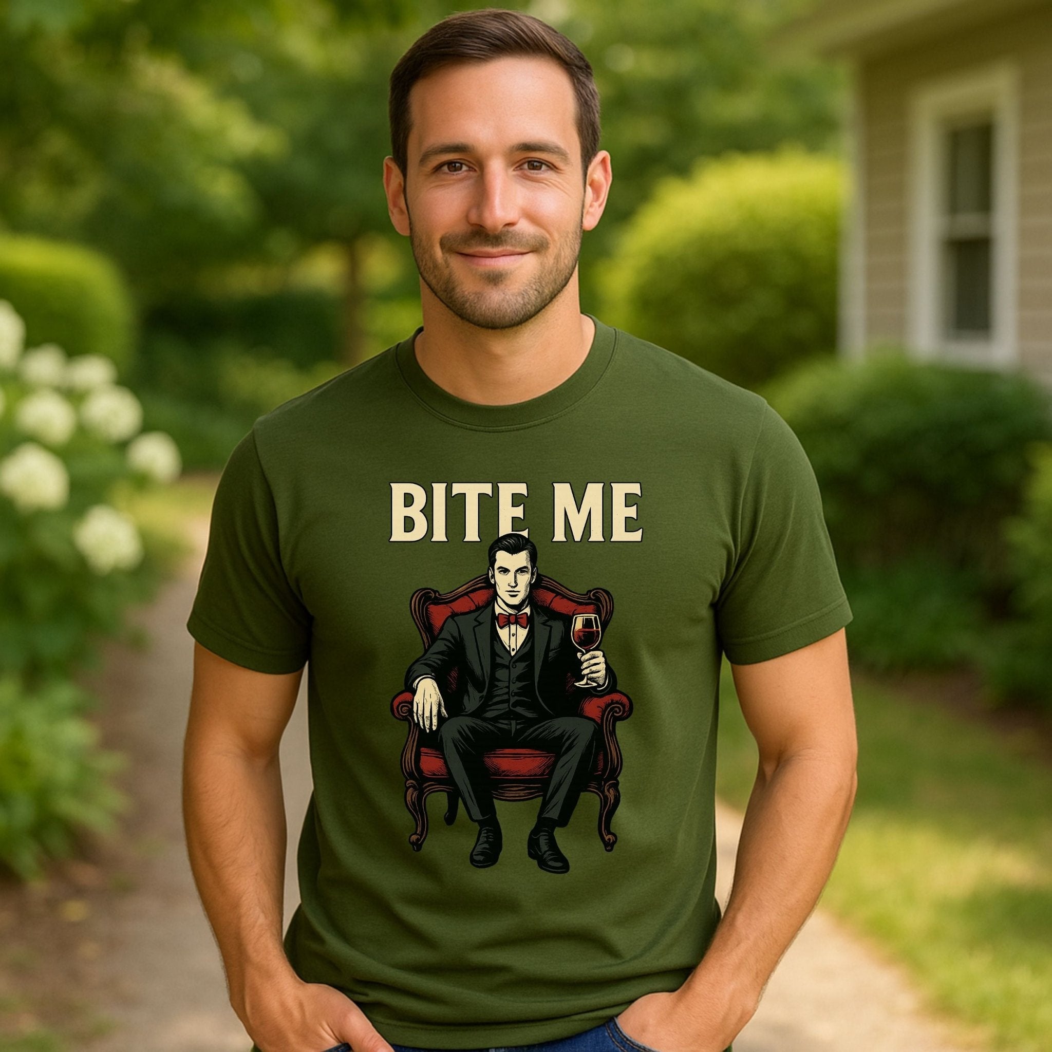 Bite Me Dracula Shirt, Sexy Vampire Halloween T-Shirt, Retro Gothic Graphic Tee - Craig Michael Design