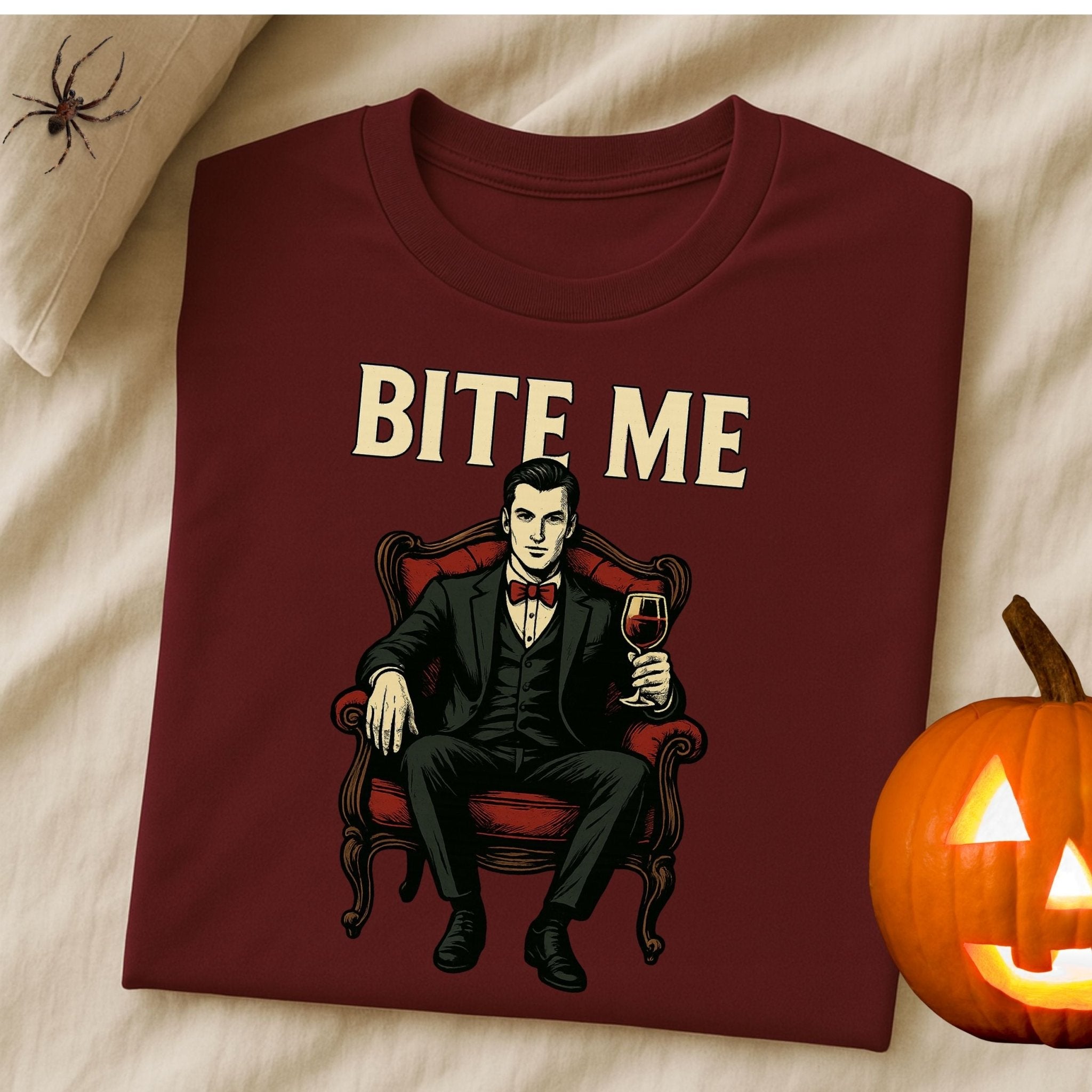 Bite Me Dracula Shirt, Sexy Vampire Halloween T-Shirt, Retro Gothic Graphic Tee - Craig Michael Design