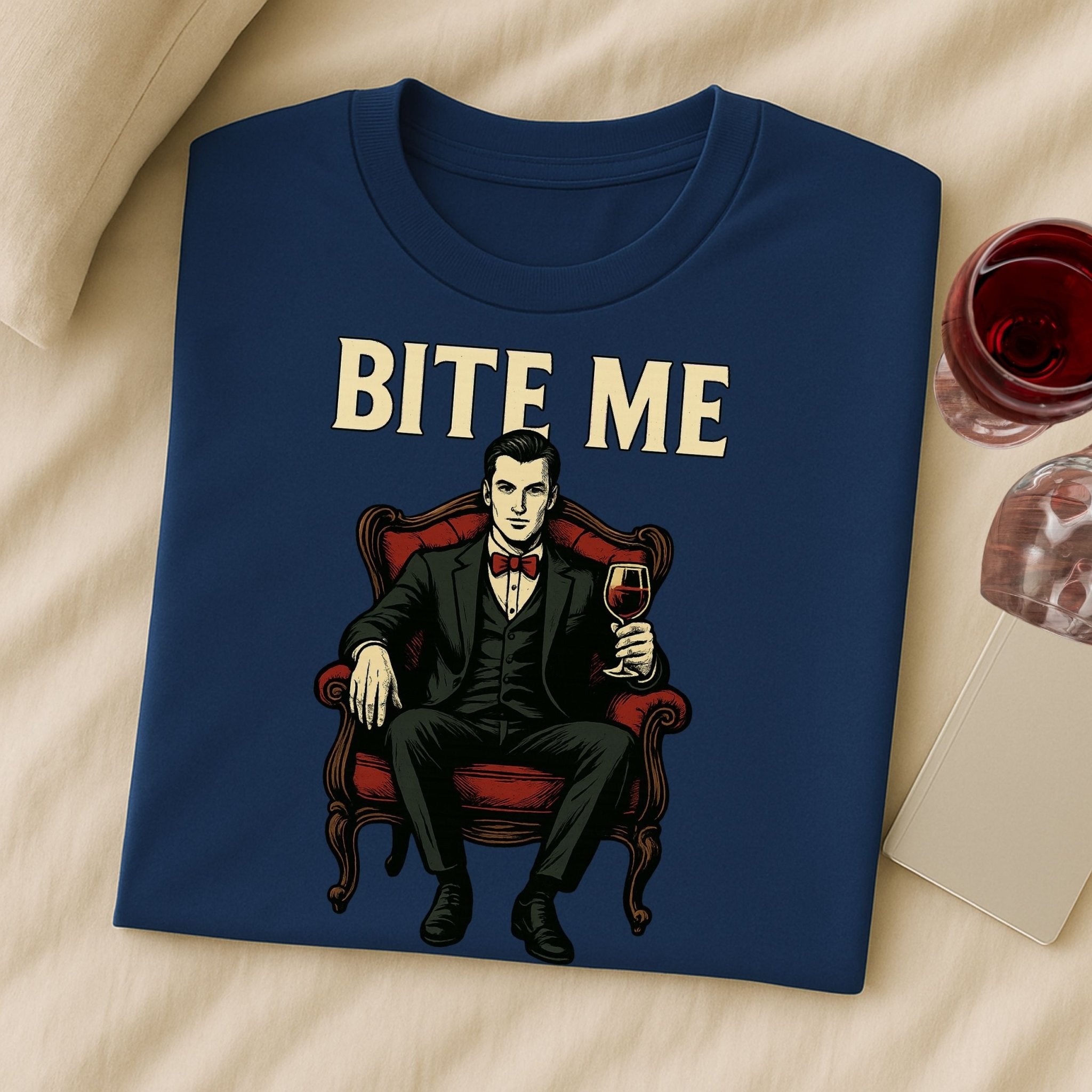 Bite Me Dracula Shirt, Sexy Vampire Halloween T-Shirt, Retro Gothic Graphic Tee - Craig Michael Design
