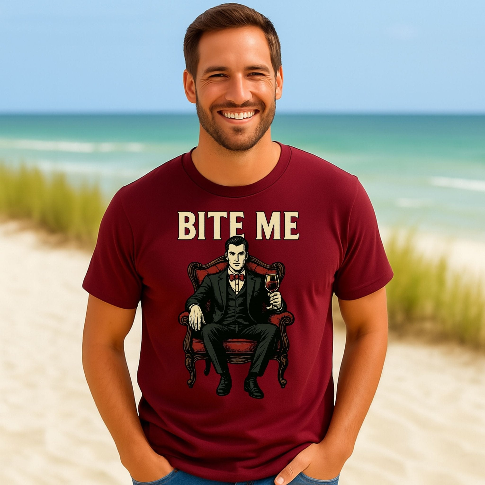 Bite Me Dracula Shirt, Sexy Vampire Halloween T-Shirt, Retro Gothic Graphic Tee - Craig Michael Design