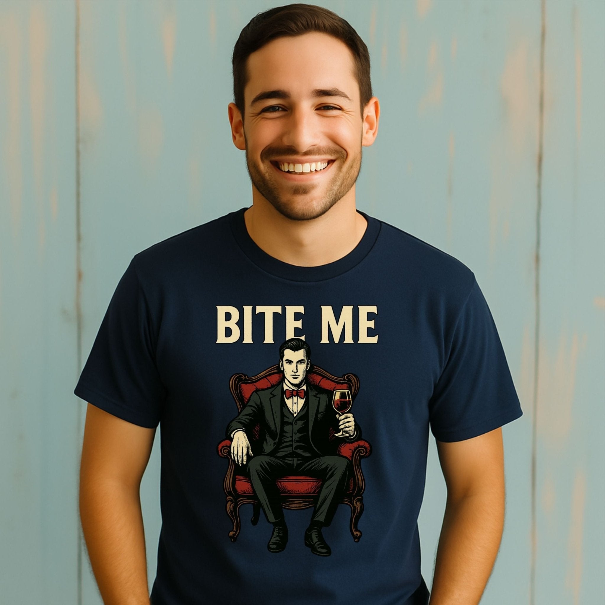 Bite Me Dracula Shirt, Sexy Vampire Halloween T-Shirt, Retro Gothic Graphic Tee - Craig Michael Design