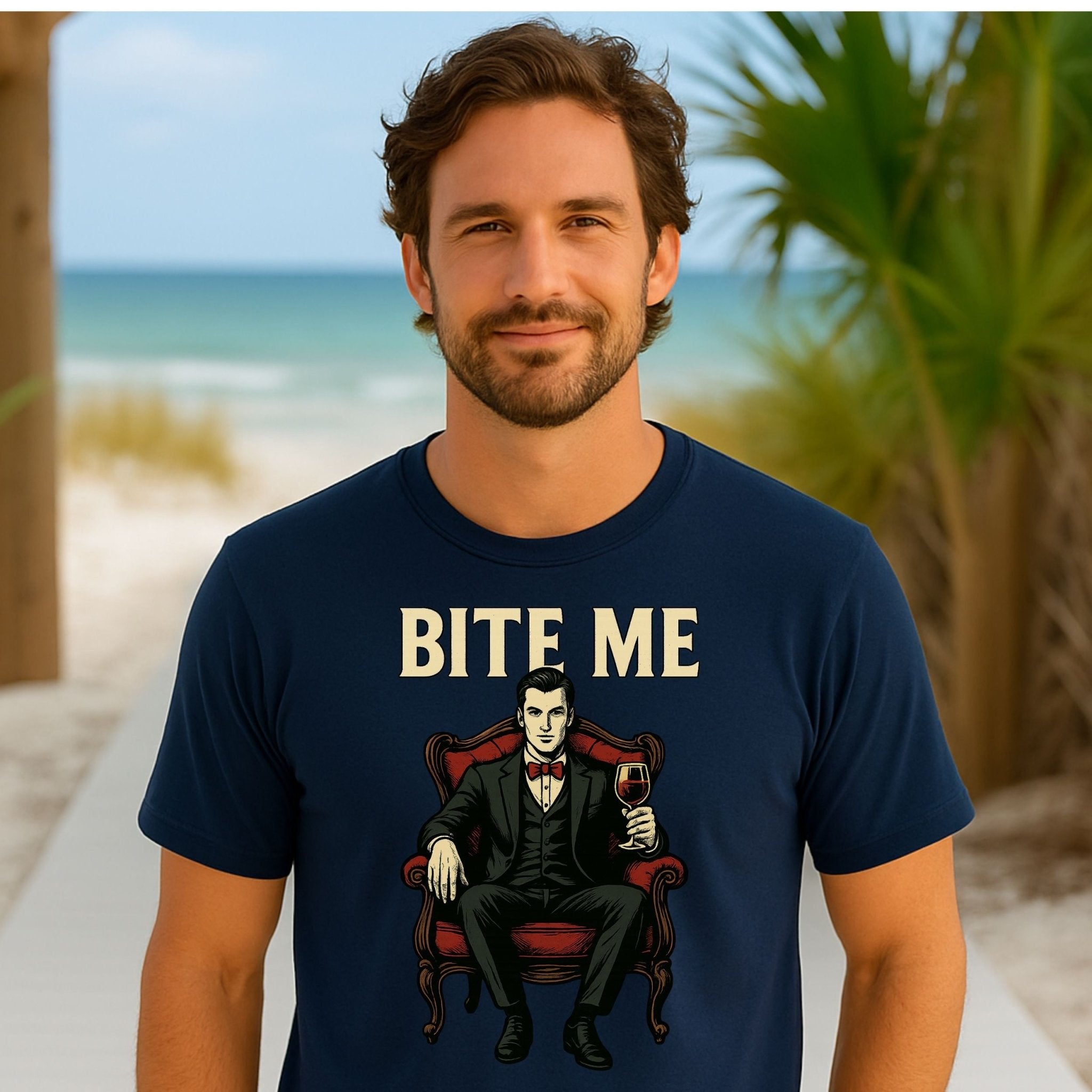 Bite Me Dracula Shirt, Sexy Vampire Halloween T-Shirt, Retro Gothic Graphic Tee - Craig Michael Design