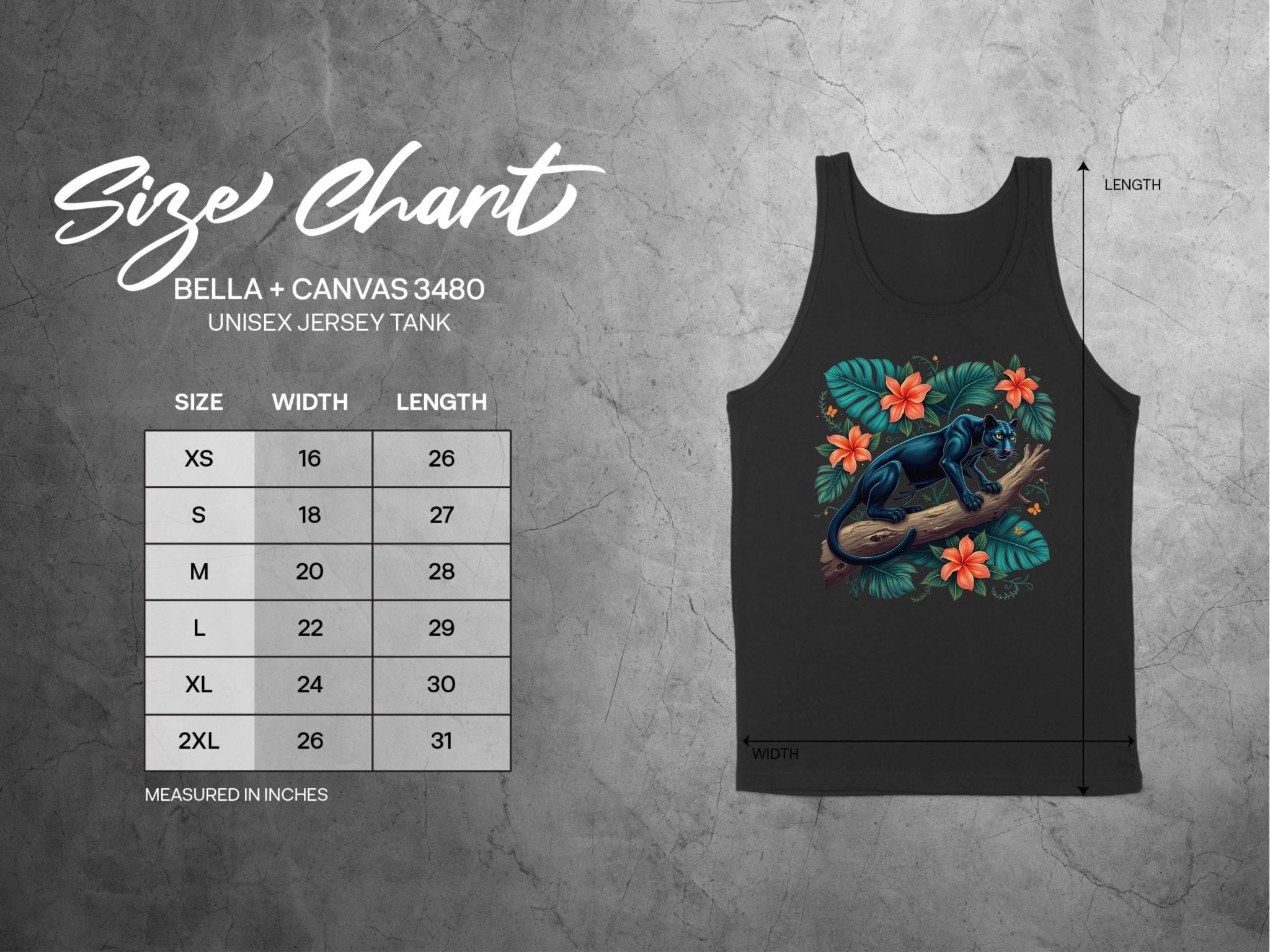 Black Panther Tropical Flowers Tank Top, Jungle Animal Themed Sleeveless Shirt, Unique Wildlife Graphic Tank, Summer Casual Wear - Craig Michael Design