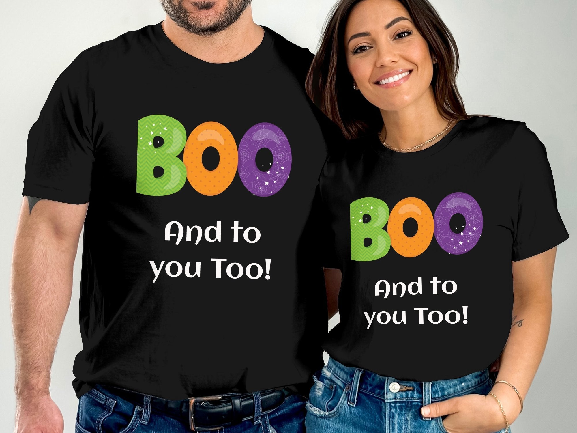 Boo And To You Too T-Shirt, Halloween Graphic Tee, Spooky Season T-shirt, Fun Halloween Shirt, Colorful Halloween Top - Craig Michael Design