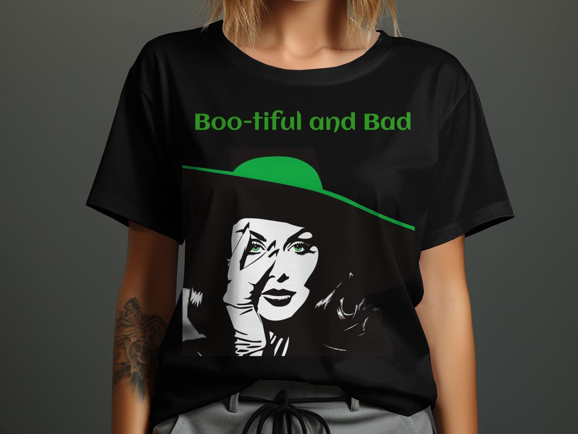 Boo - tiful and Bad Halloween Witch T-Shirt, Halloween Witch Graphic Tee, Boo - tiful and Bad Shirt, Witchy Halloween Shirt - Craig Michael Design