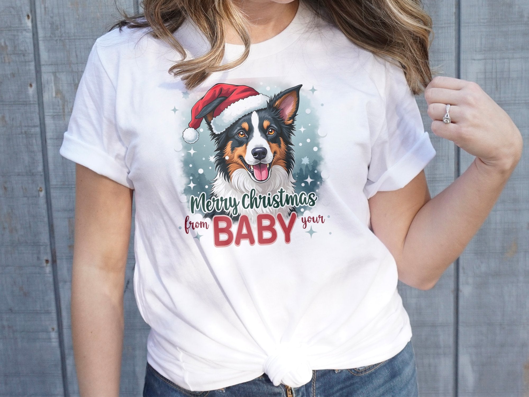 Border Collie Merry Christmas T-Shirt, Cute Santa Hat Xmas Tee, Dog Lovers Holiday Shirt, Christmas Gift Idea, Seasonal Pet Apparel - Craig Michael Design