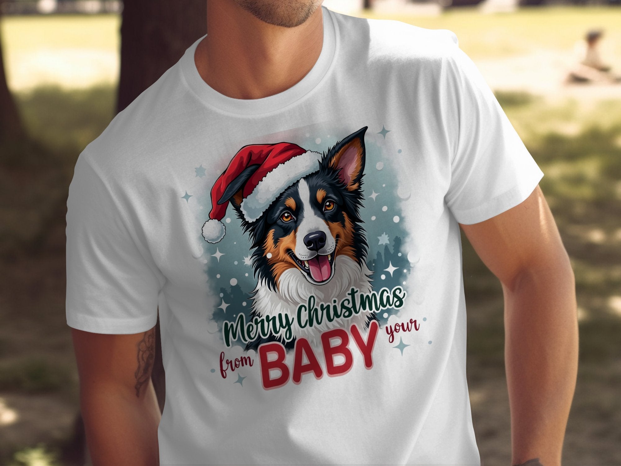 Border Collie Merry Christmas T-Shirt, Cute Santa Hat Xmas Tee, Dog Lovers Holiday Shirt, Christmas Gift Idea, Seasonal Pet Apparel - Craig Michael Design