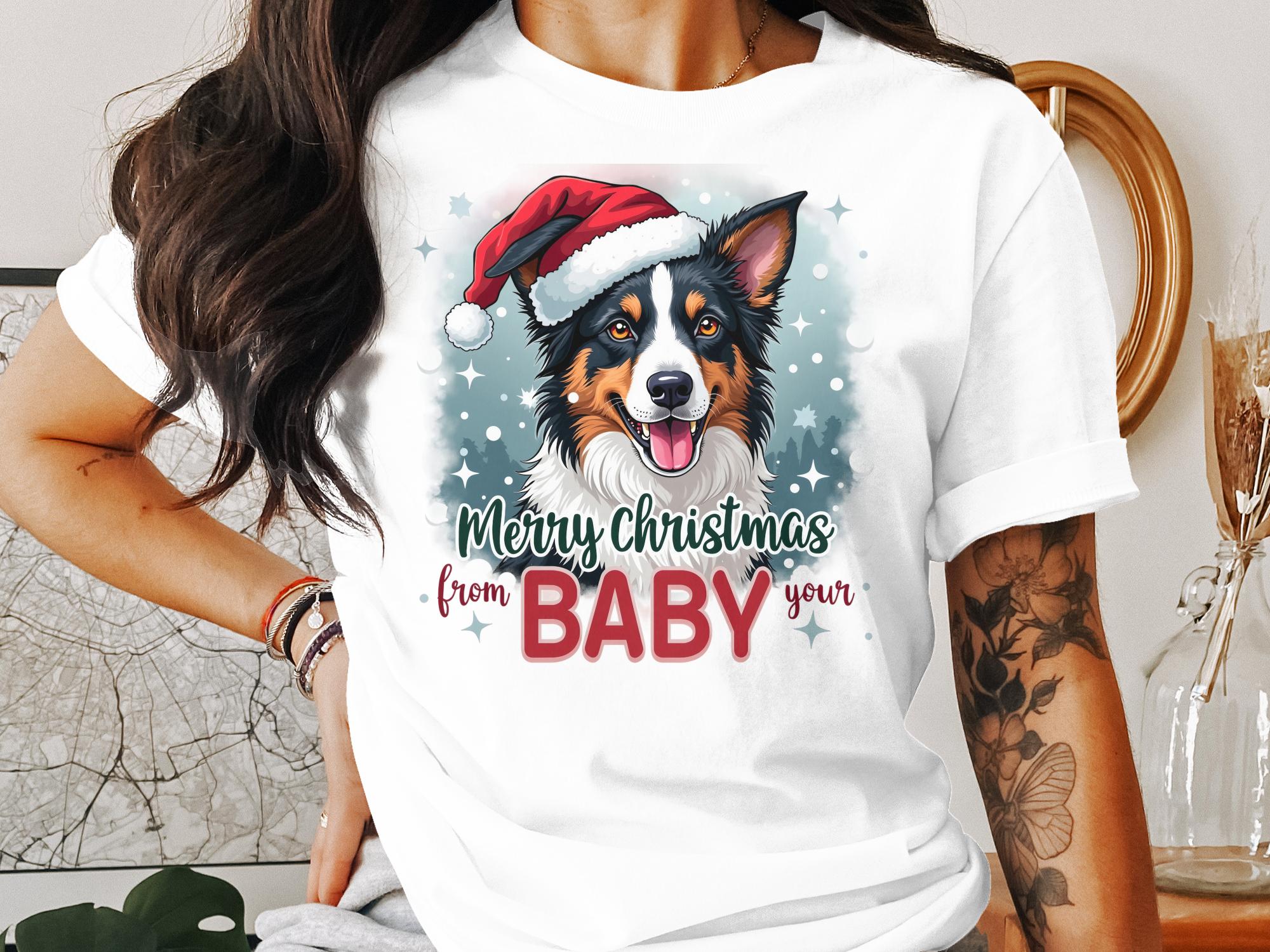 Border Collie Merry Christmas T-Shirt, Cute Santa Hat Xmas Tee, Dog Lovers Holiday Shirt, Christmas Gift Idea, Seasonal Pet Apparel - Craig Michael Design