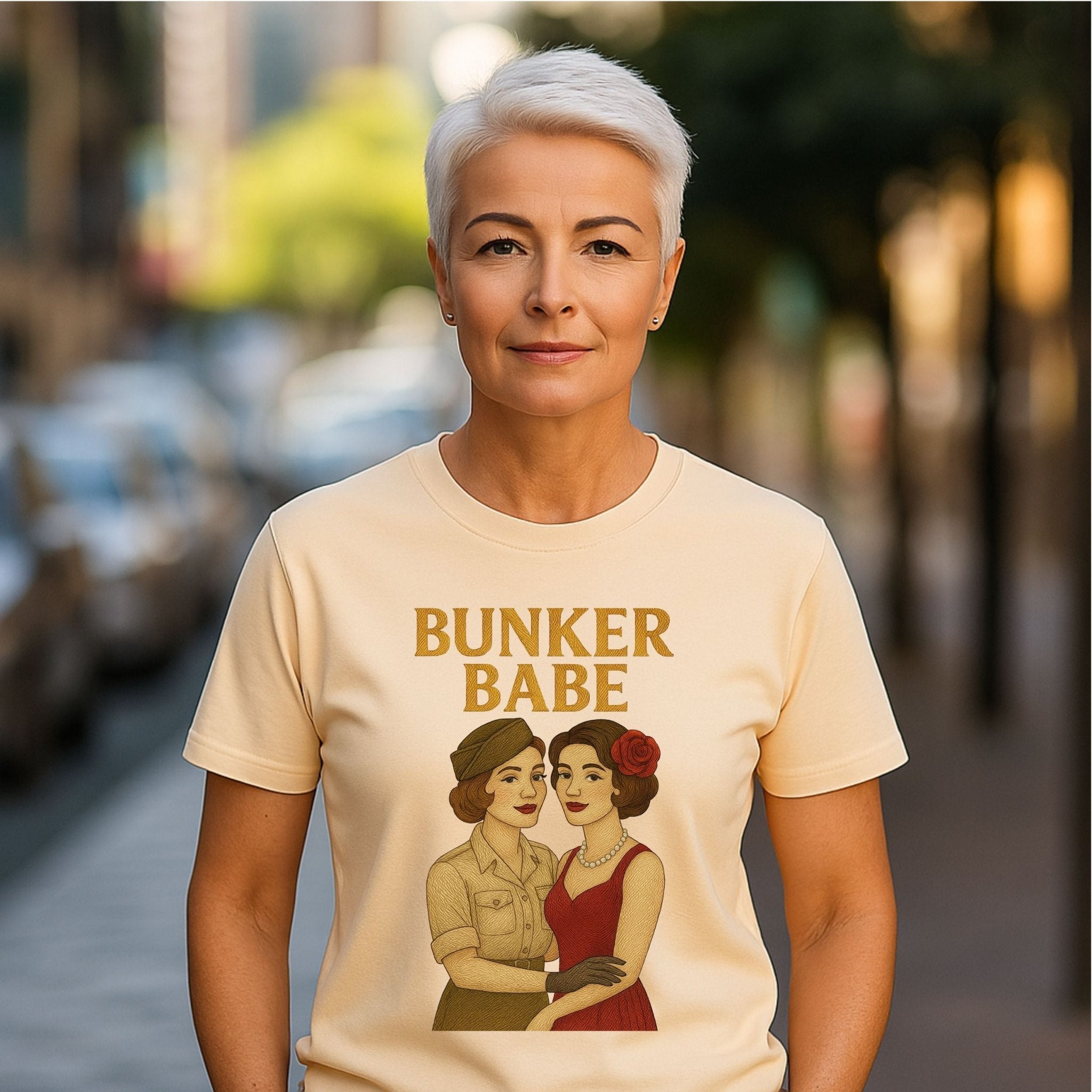 Bunker Babe – 1940s Pinup Lesbian T-Shirt, Retro Sapphic Gift - Craig Michael Design