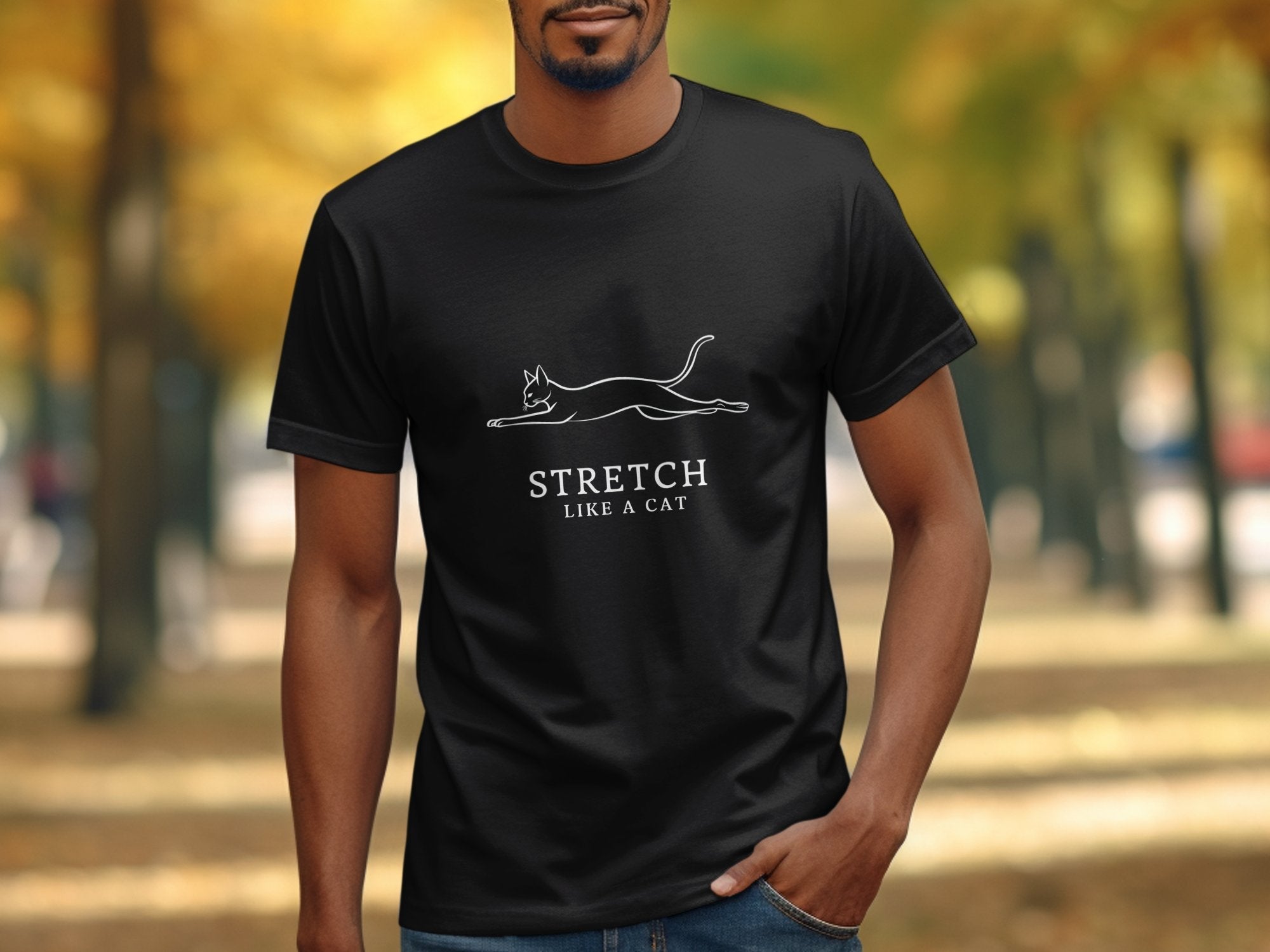 Cat Lover T-Shirt, Funny Stretch Like A Cat Graphic Tee, Cute Cat Stretching Design, Perfect Gift for Cat Enthusiasts, Animal Print Top - Craig Michael Design