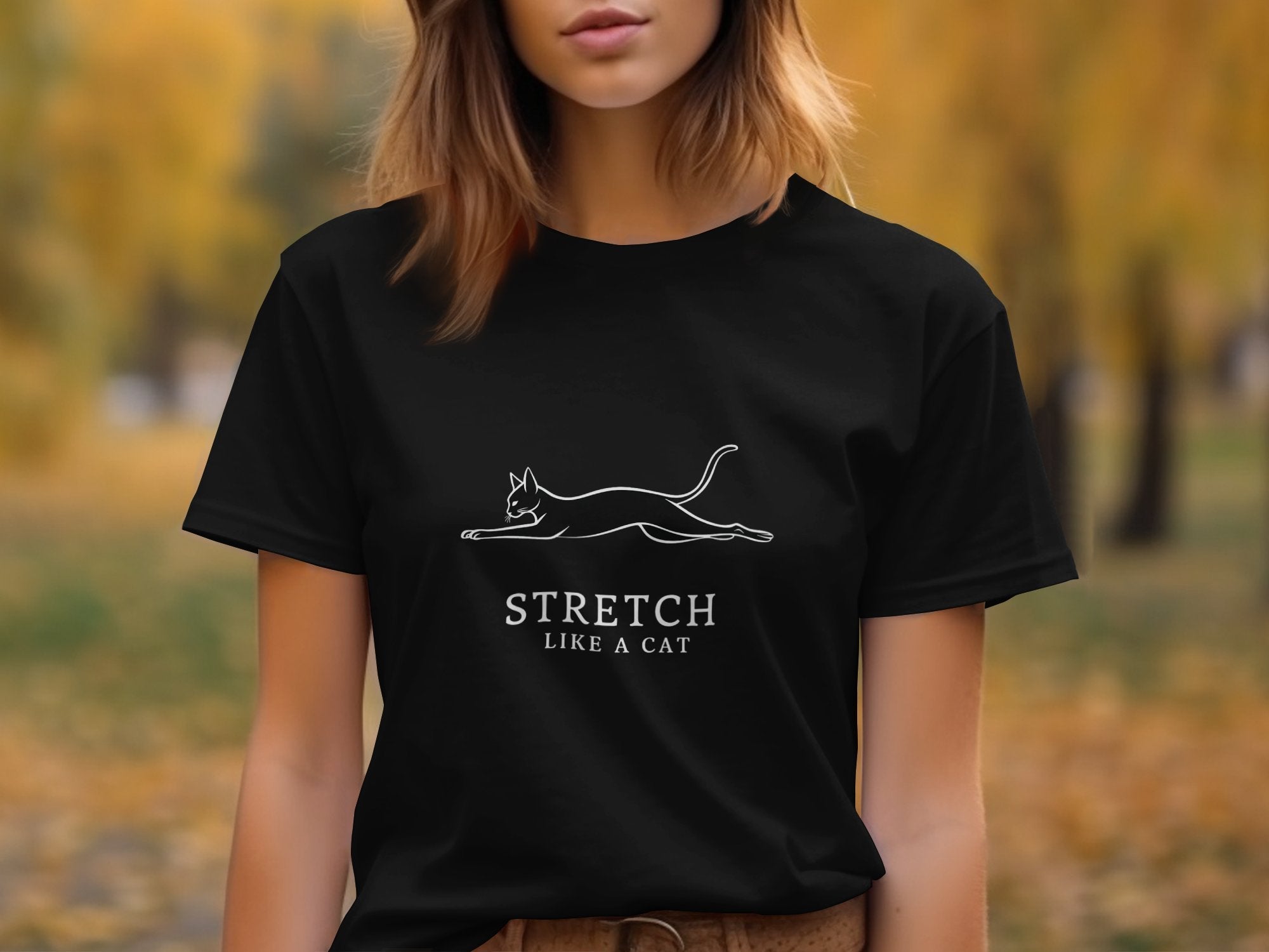 Cat Lover T-Shirt, Funny Stretch Like A Cat Graphic Tee, Cute Cat Stretching Design, Perfect Gift for Cat Enthusiasts, Animal Print Top - Craig Michael Design