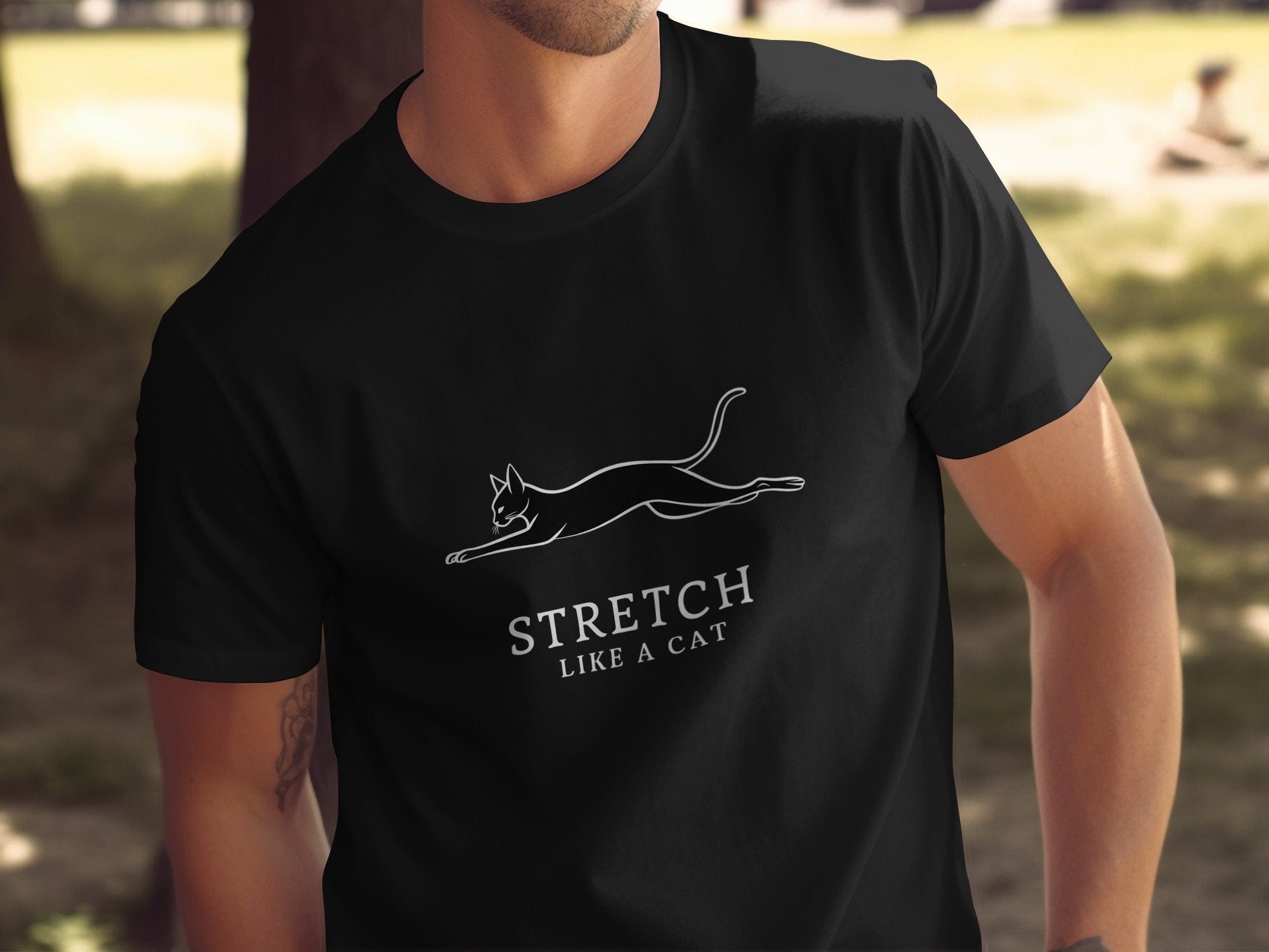 Cat Lover T-Shirt, Funny Stretch Like A Cat Graphic Tee, Cute Cat Stretching Design, Perfect Gift for Cat Enthusiasts, Animal Print Top - Craig Michael Design