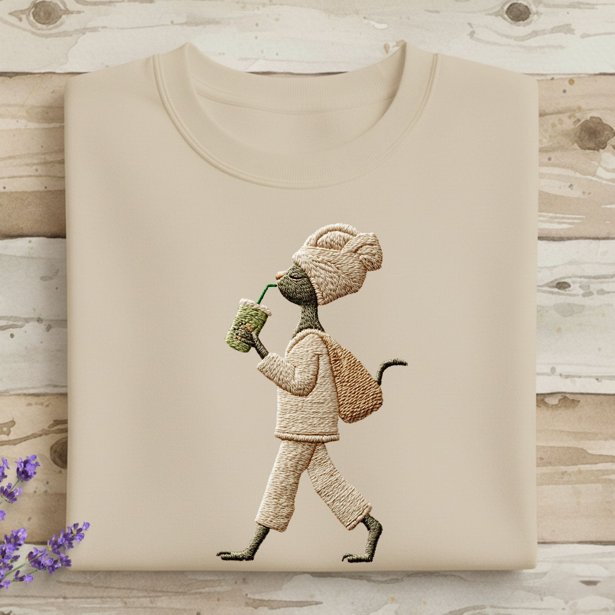 Cat T-Shirt, Funny Cat T-Shirt, Embroidered Cat, Drink, Cute Cat, Animal T-Shirt, Pets, Gift for Cat Lovers, Women's T-Shirt, Men's T-Shirt - Craig Michael Design