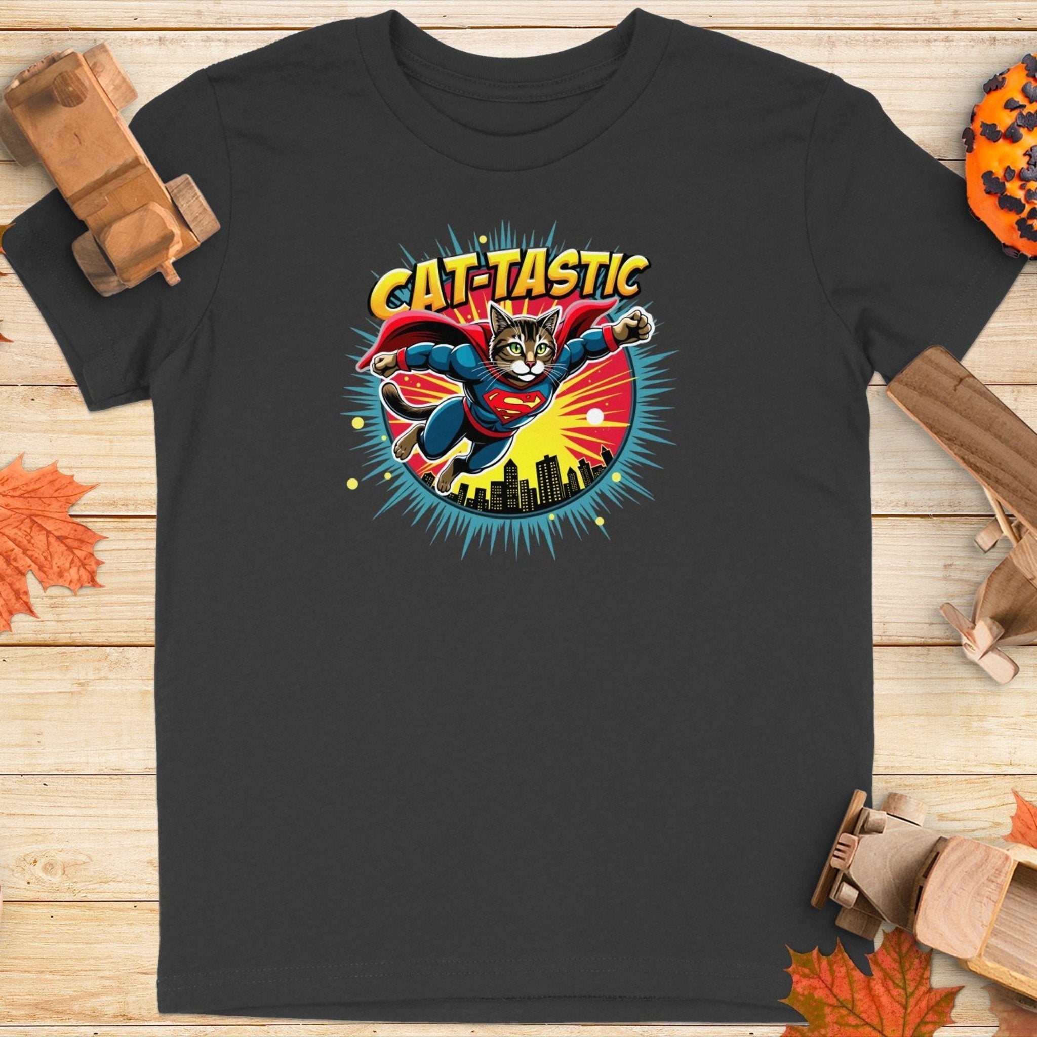 Cat - Tastic Superhero Cat Kids T-Shirt, Fun Kitten Graphic Tee, Youth Cool Cat Shirt, Cute Cat Lover Gift for Boys and Girls - Craig Michael Design