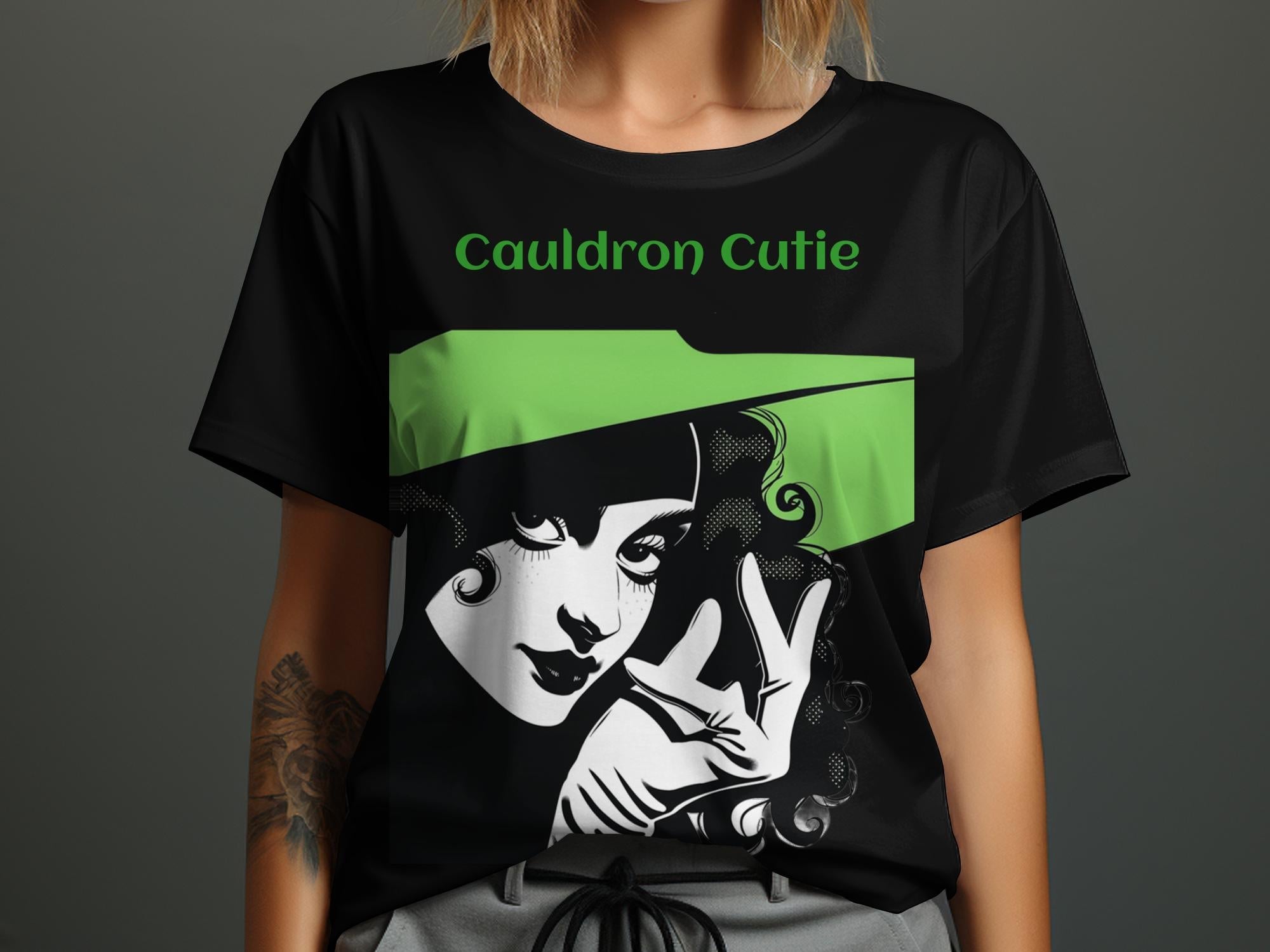 Cauldron Cutie Witch T-Shirt, Halloween Cute Witch Shirt, Spooky Season Witchy Tee, Vintage Style Witch Graphic Tee - Craig Michael Design