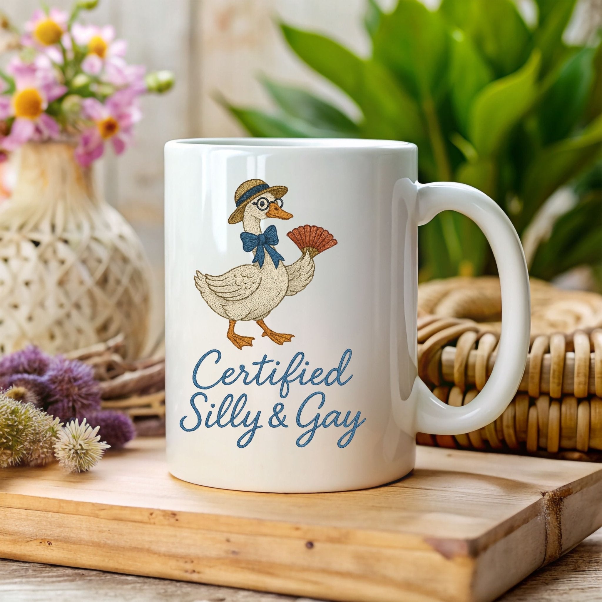 Certified Silly and Gay Mug, Funny Goose Cup, Cottagecore Pride Gift - Craig Michael Design