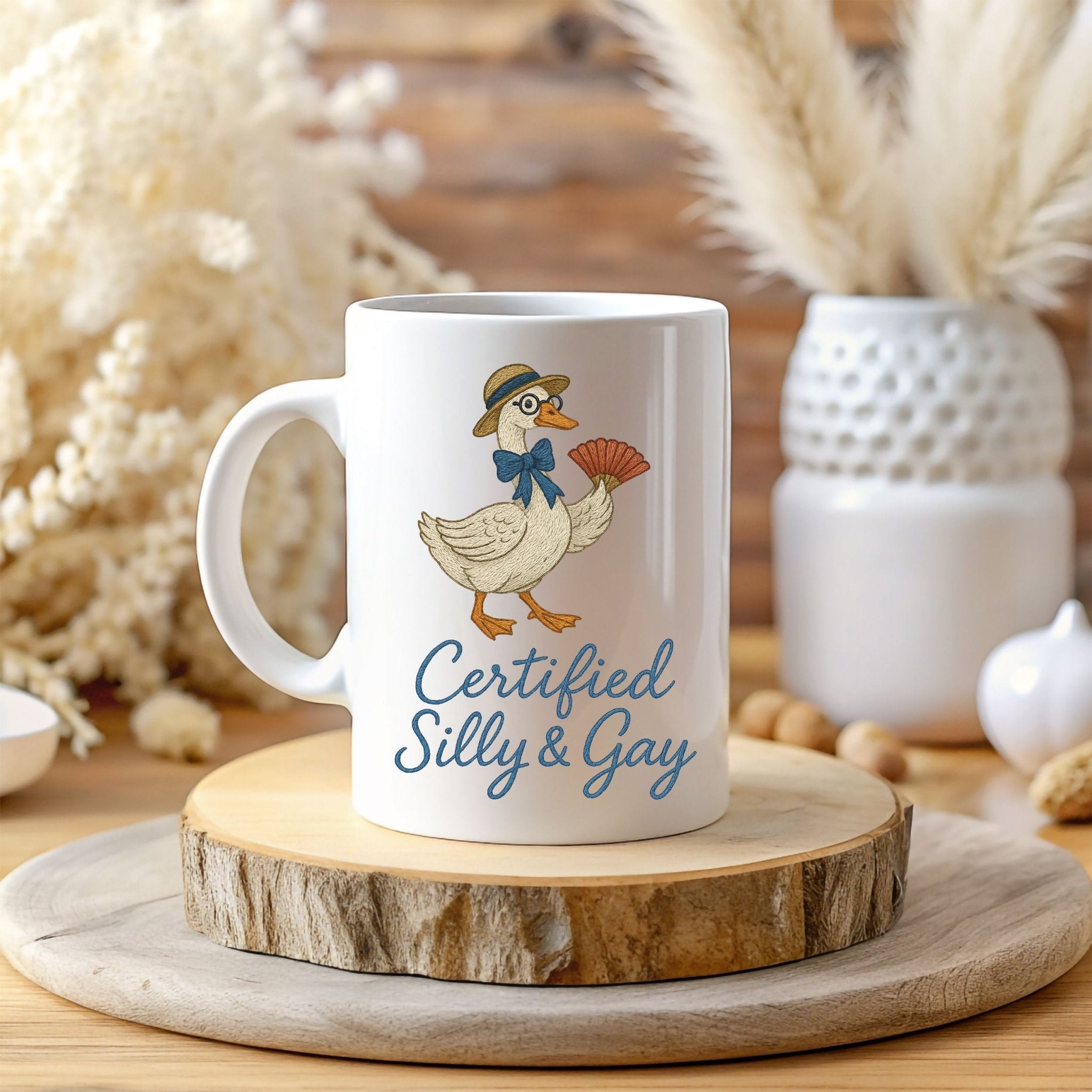 Certified Silly and Gay Mug, Funny Goose Cup, Cottagecore Pride Gift - Craig Michael Design