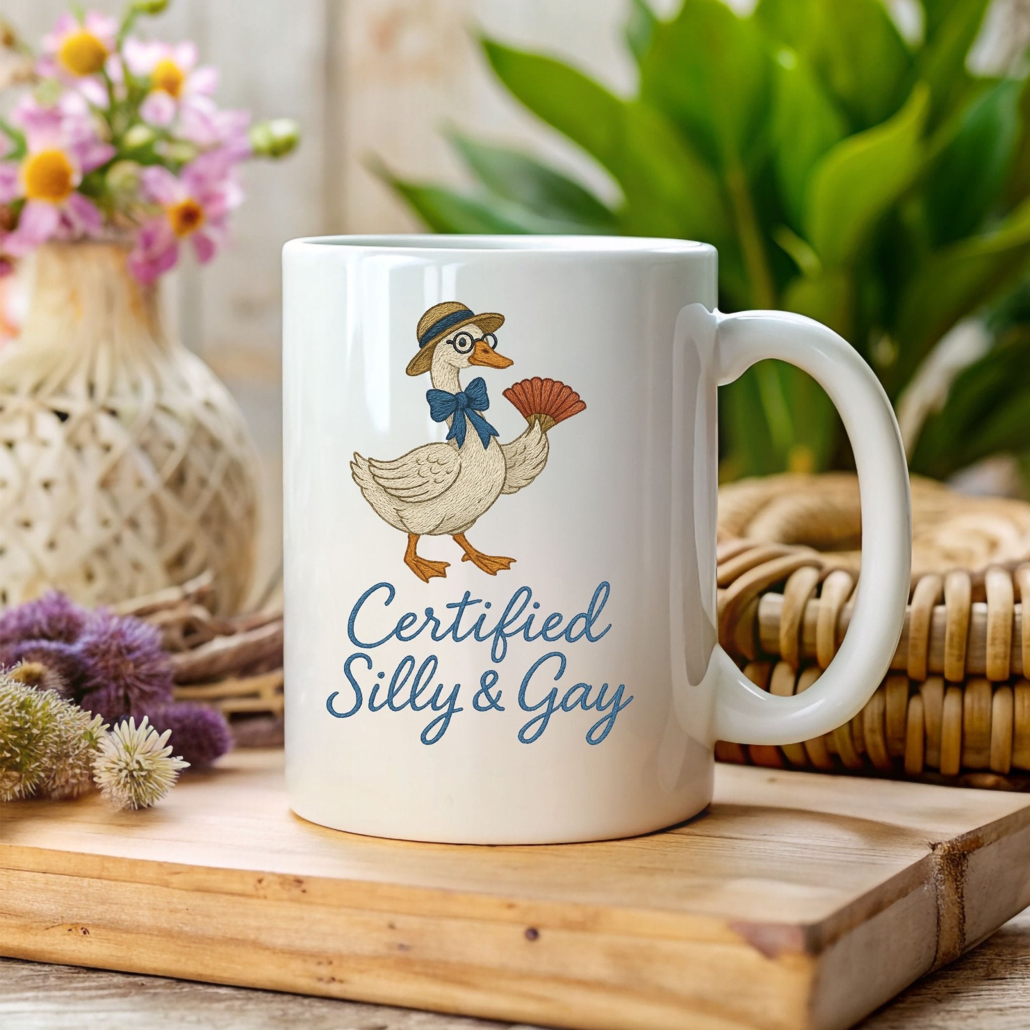 Certified Silly and Gay Mug, Funny Goose Cup, Cottagecore Pride Gift - Craig Michael Design
