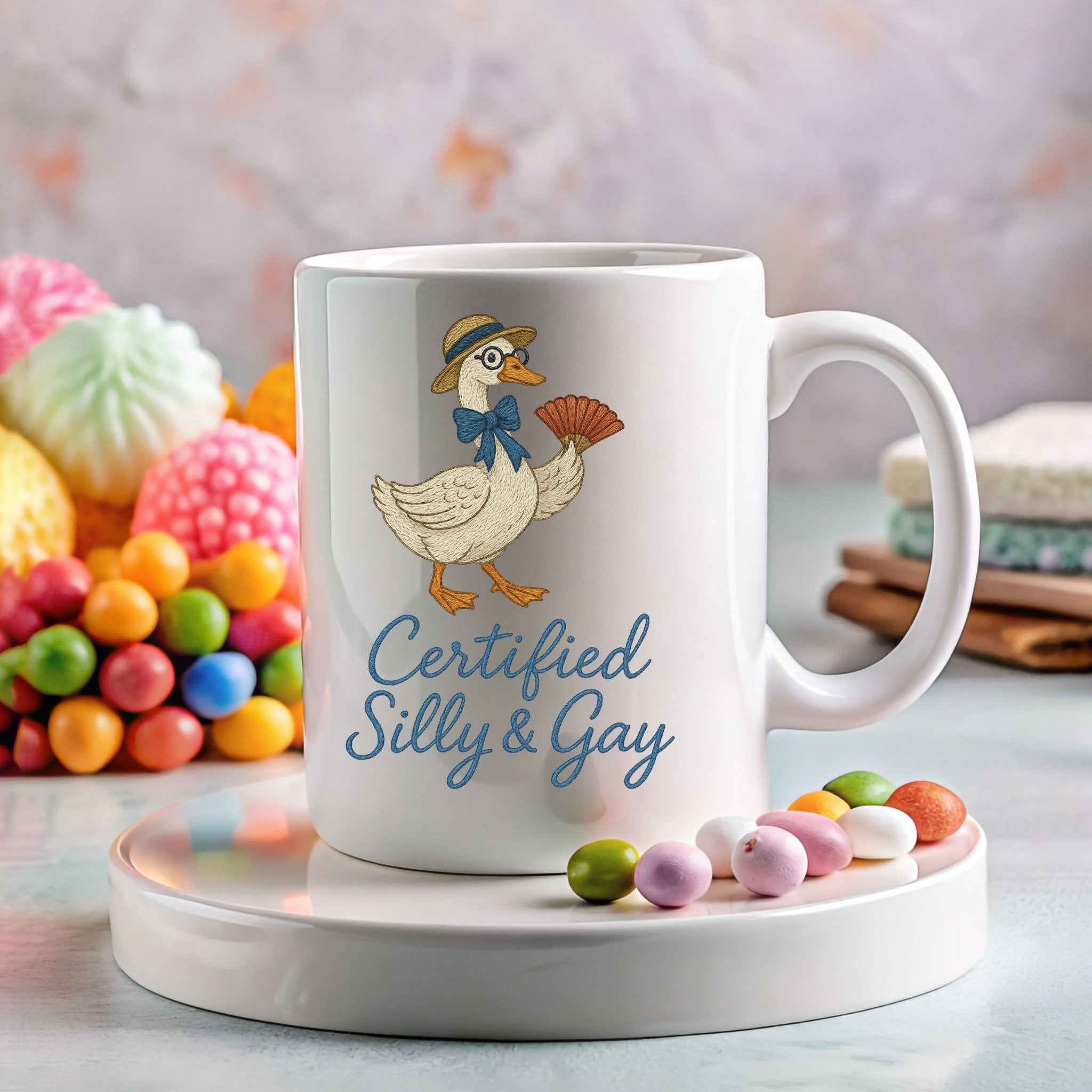 Certified Silly and Gay Mug, Funny Goose Cup, Cottagecore Pride Gift - Craig Michael Design