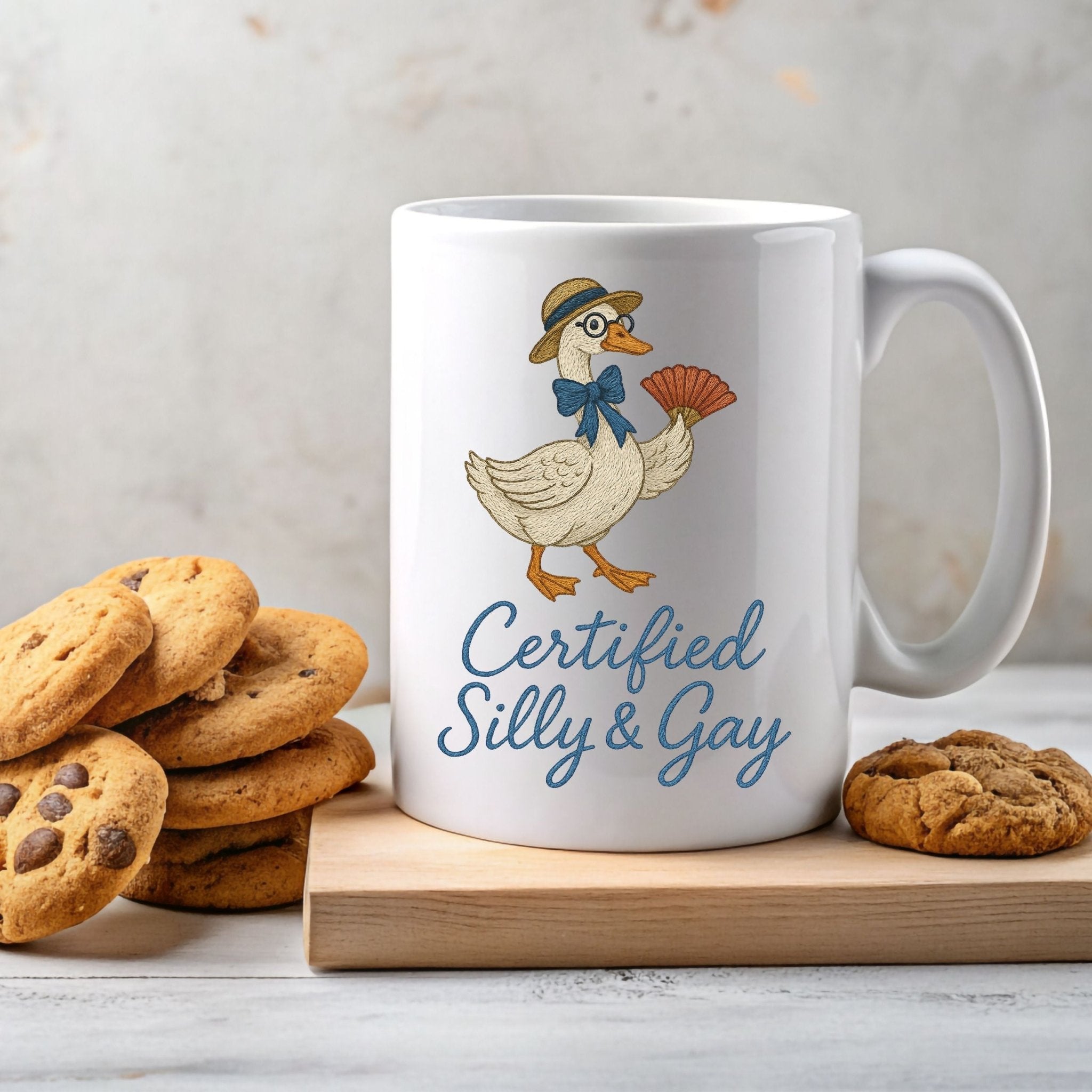 Certified Silly and Gay Mug, Funny Goose Cup, Cottagecore Pride Gift - Craig Michael Design