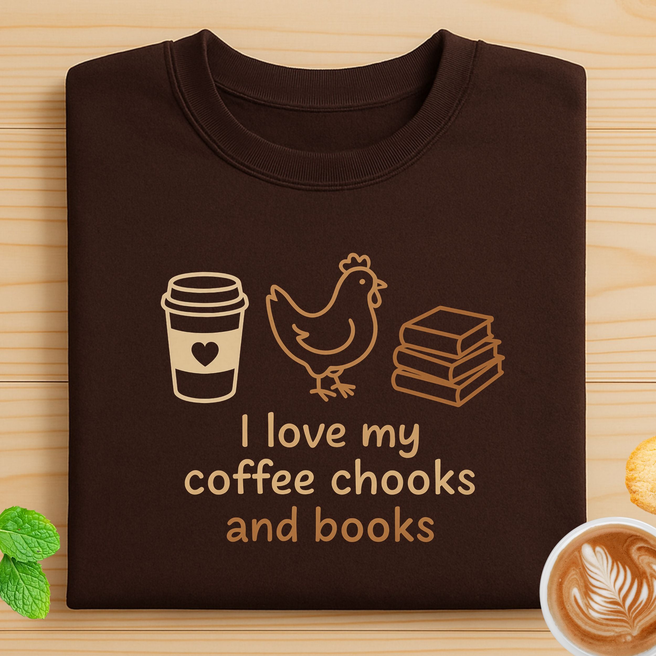 I Love My Coffee Chooks and Books Statement Shirt