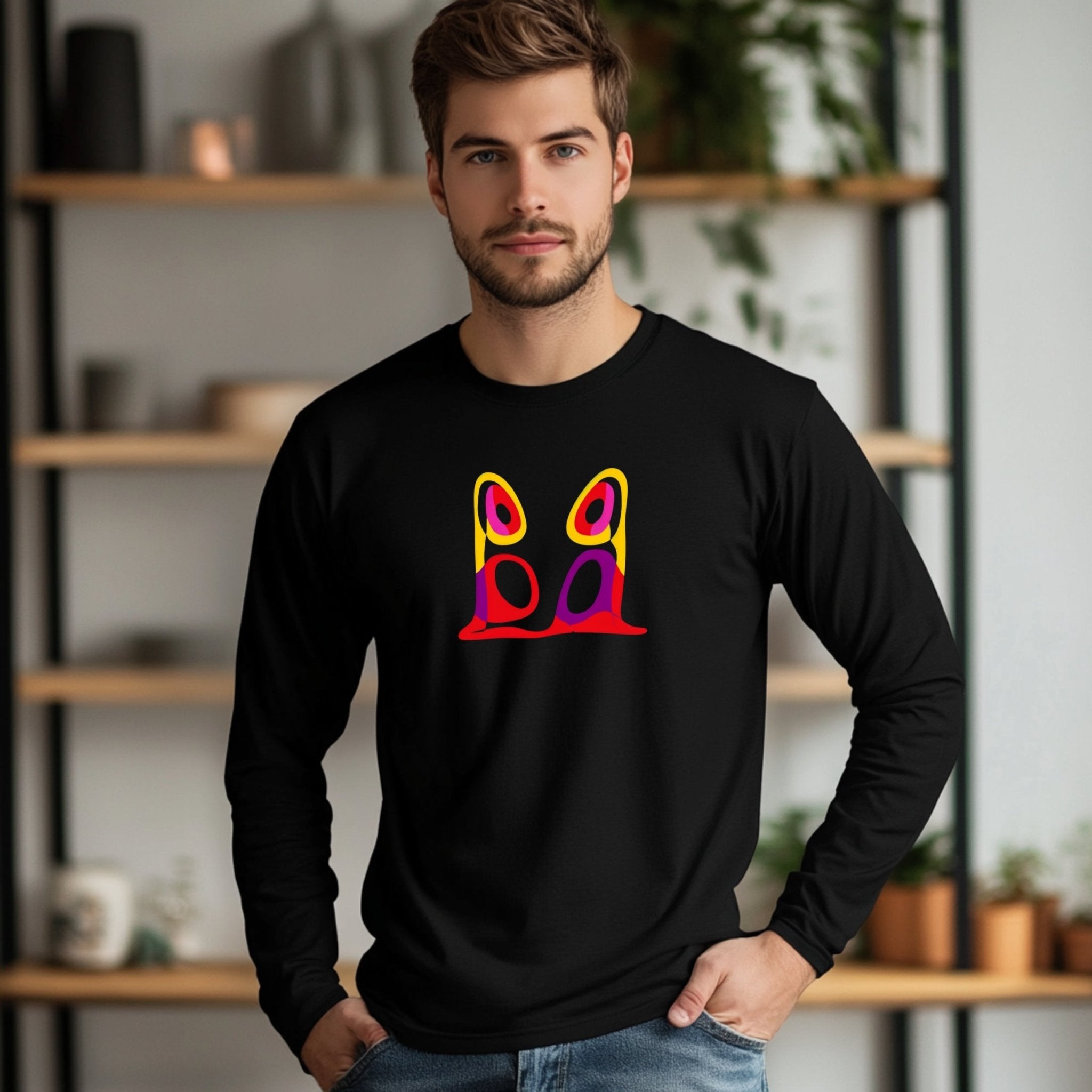 Colorful Abstract Art Long Sleeve T-Shirt, Unique Graphic Design Shirt, Vibrant Artistic Print Tee, Modern Art Clothing - Craig Michael Design