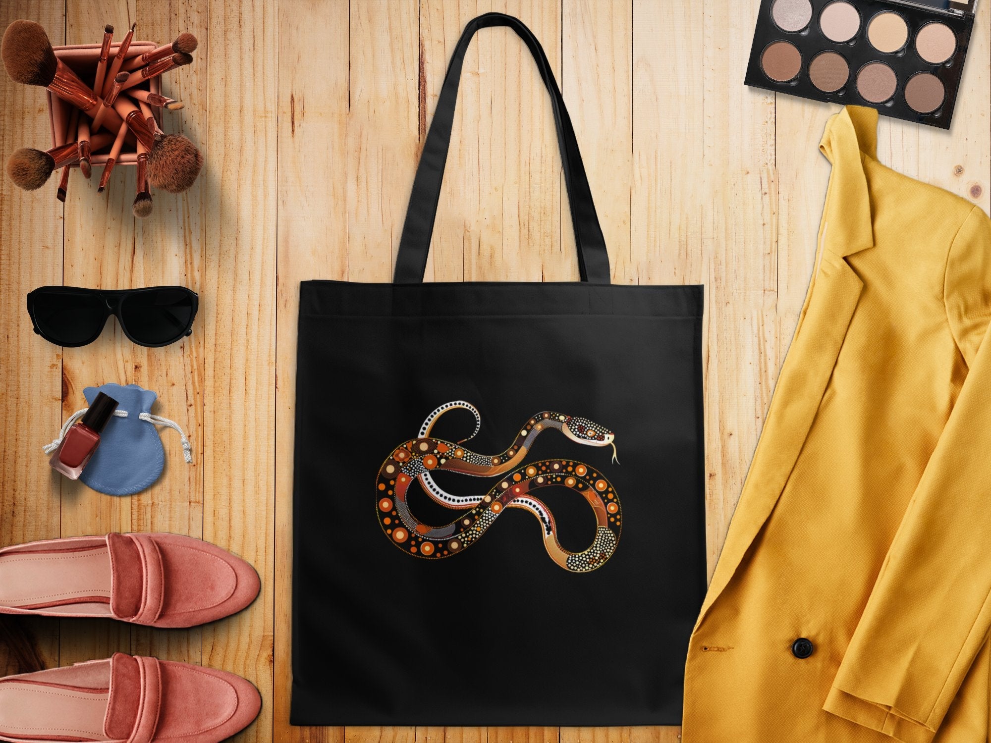 Colorful Abstract Snake Art Tote Bag, Unique Design, Reusable Shopping Bag, Stylish and Spacious, Perfect Gift for Art Lovers - Craig Michael Design