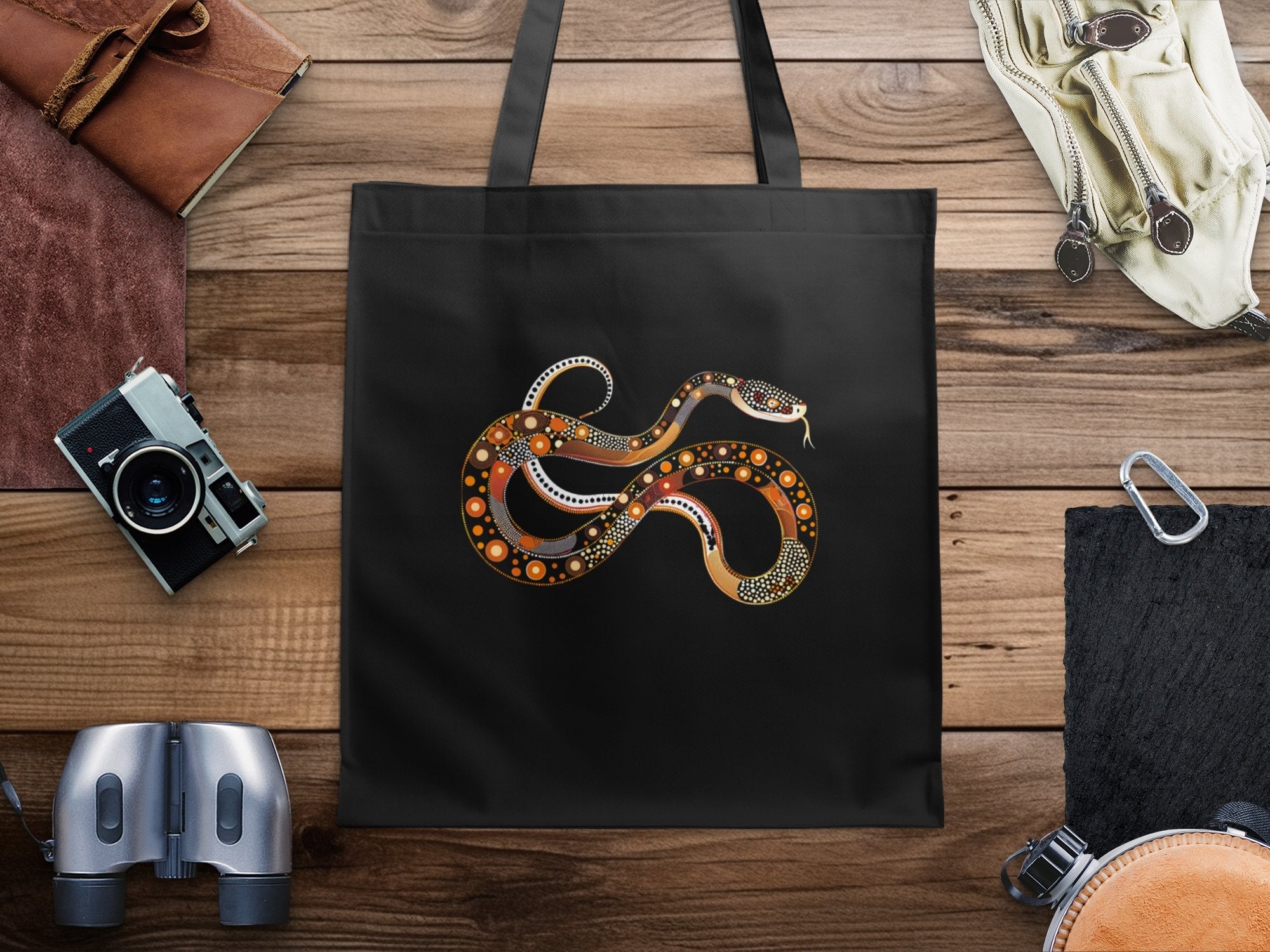 Colorful Abstract Snake Art Tote Bag, Unique Design, Reusable Shopping Bag, Stylish and Spacious, Perfect Gift for Art Lovers - Craig Michael Design