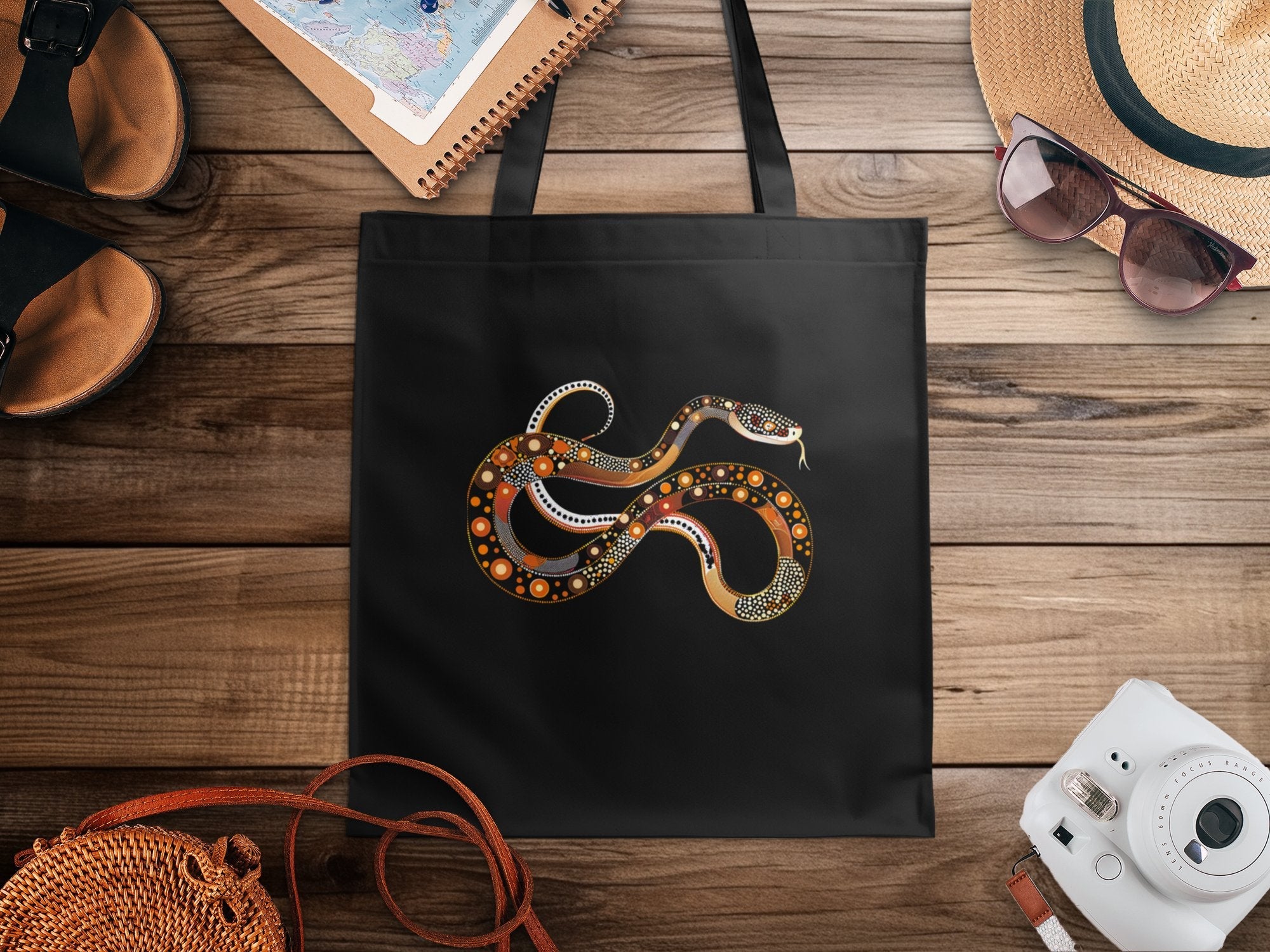 Colorful Abstract Snake Art Tote Bag, Unique Design, Reusable Shopping Bag, Stylish and Spacious, Perfect Gift for Art Lovers - Craig Michael Design