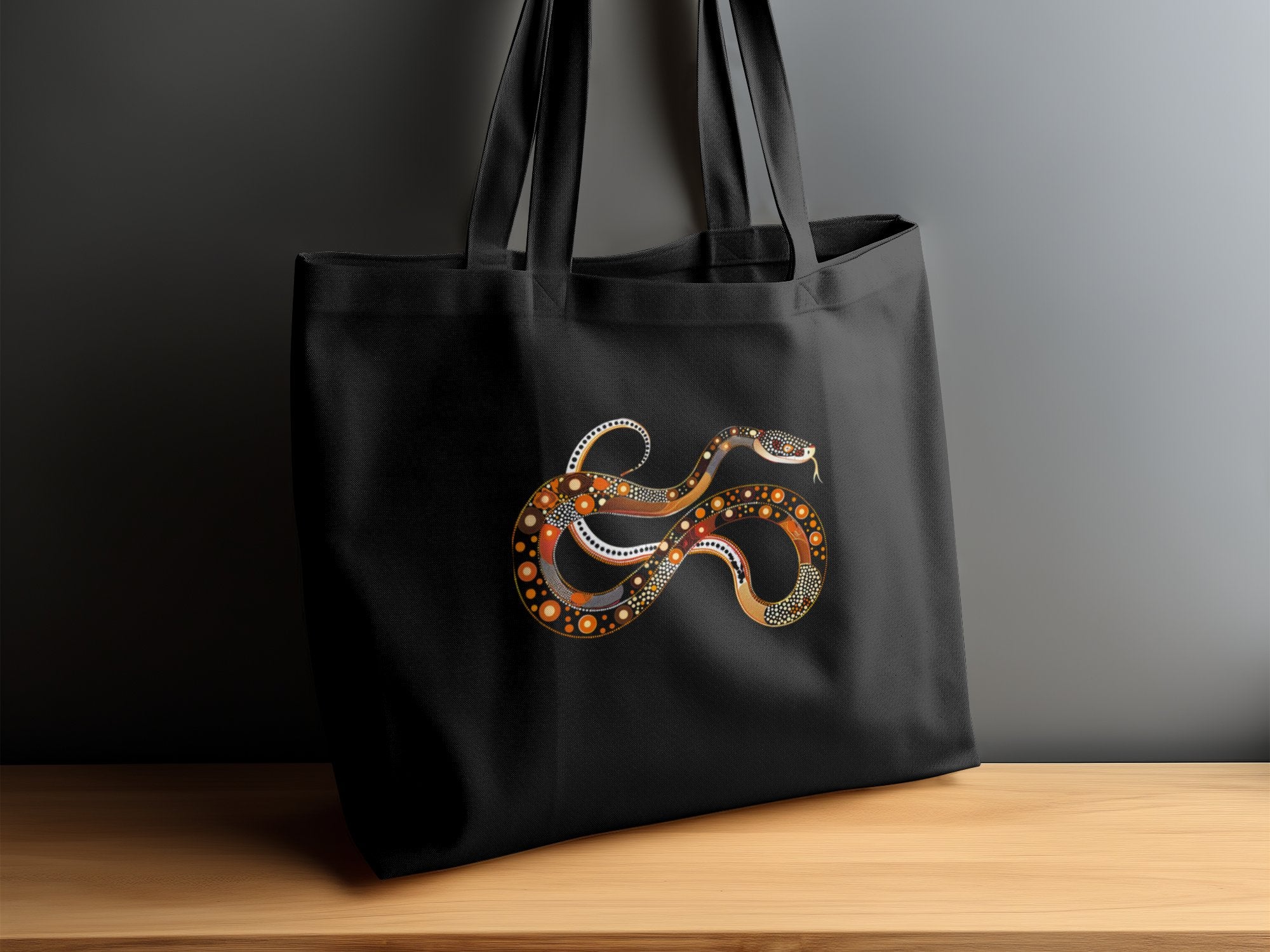 Colorful Abstract Snake Art Tote Bag, Unique Design, Reusable Shopping Bag, Stylish and Spacious, Perfect Gift for Art Lovers - Craig Michael Design