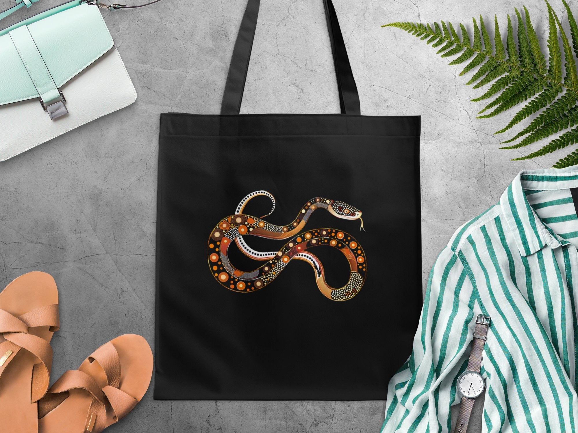 Colorful Abstract Snake Art Tote Bag, Unique Design, Reusable Shopping Bag, Stylish and Spacious, Perfect Gift for Art Lovers - Craig Michael Design